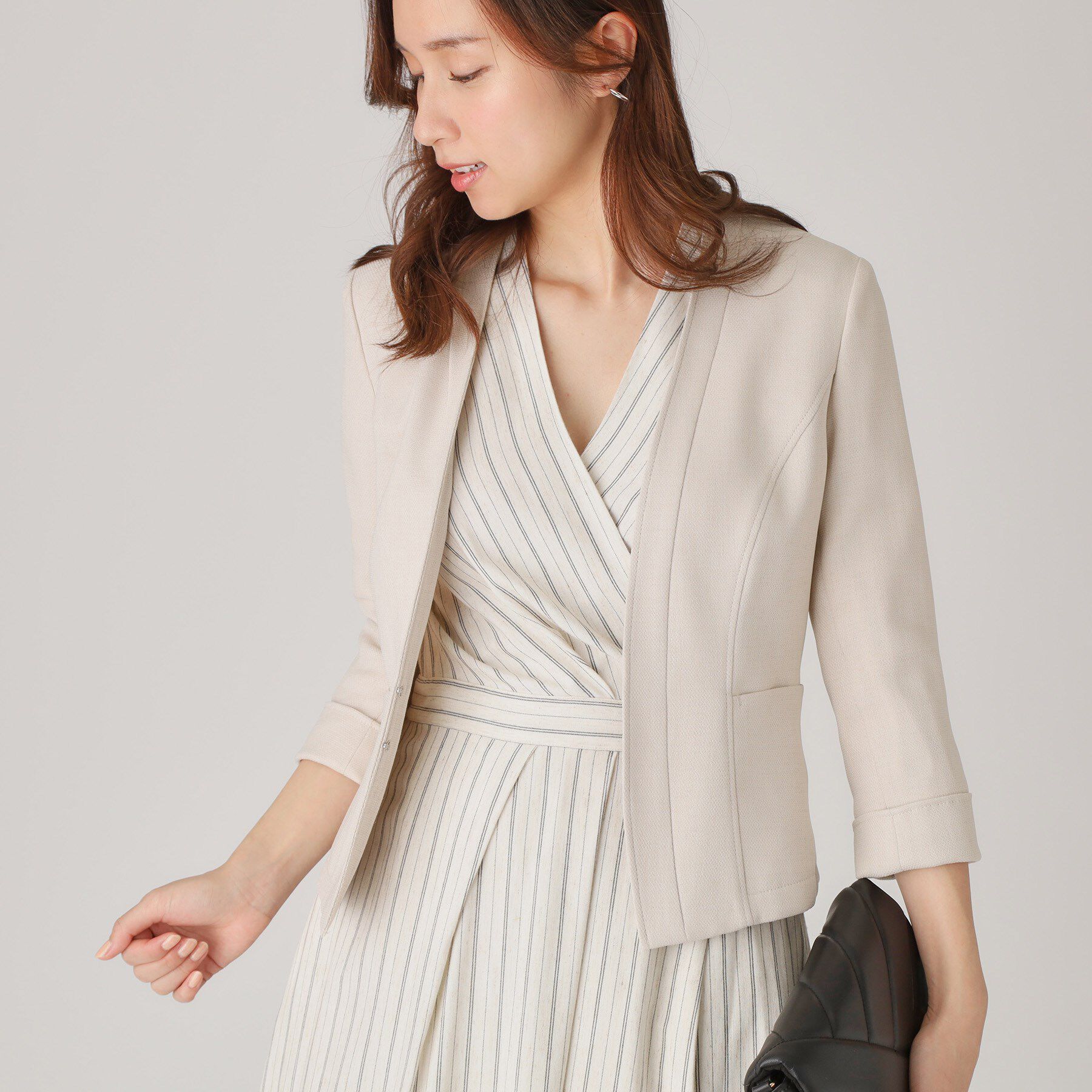 COUP DE CHANCE「【手洗い可／日本製】ノーカラージャケット」|ノーカラージャケット|グレージュ(050)