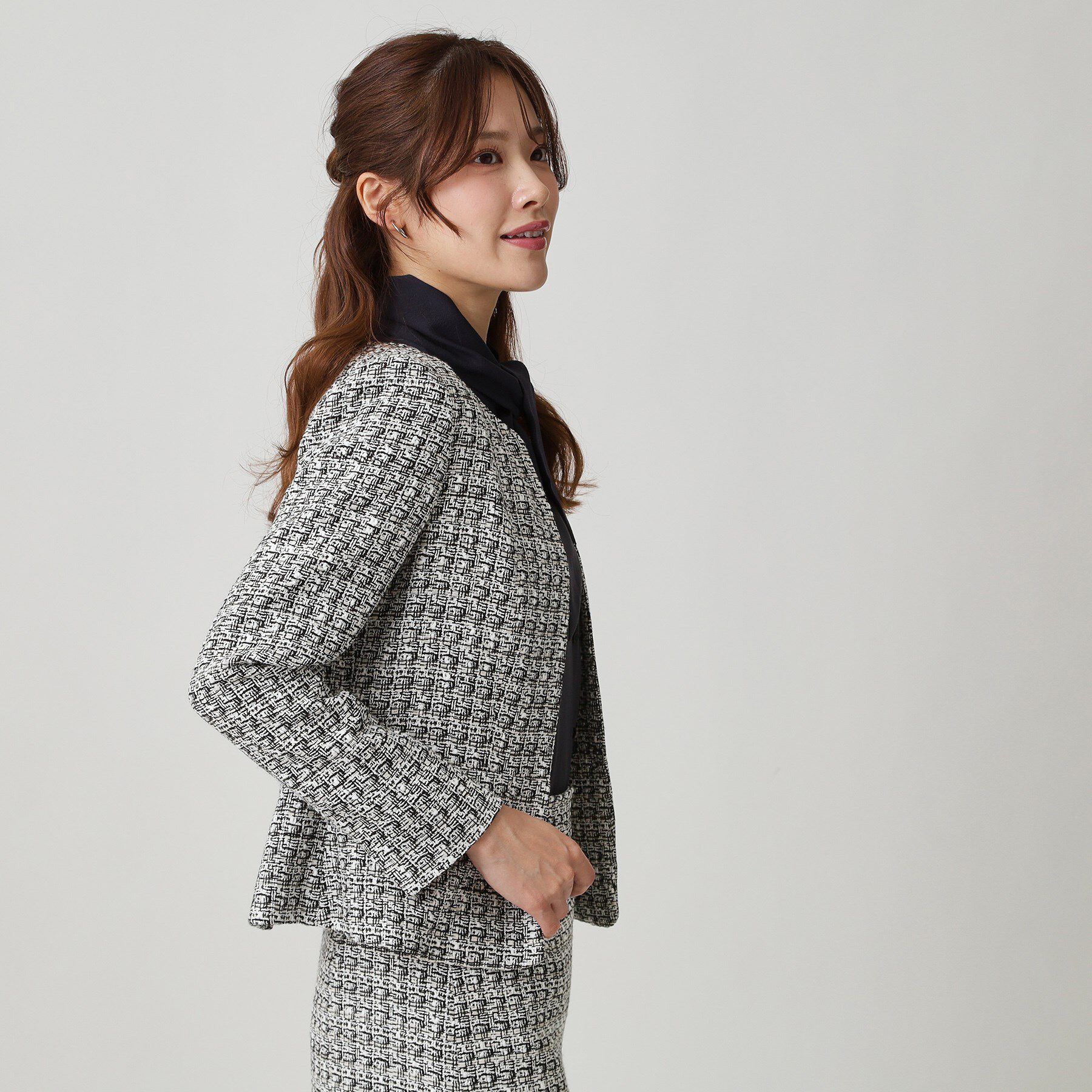 COUP DE CHANCE「【日本製／セットアップ可】ファンシーツィードのノーカラージャケット」|ノーカラージャケット|