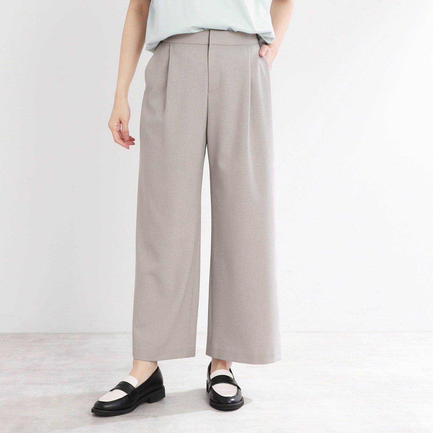 Reflect「【マシンウォッシュ可／すっきりシルエット】ワイドシルエットパンツ」|その他|ライトグレー(011