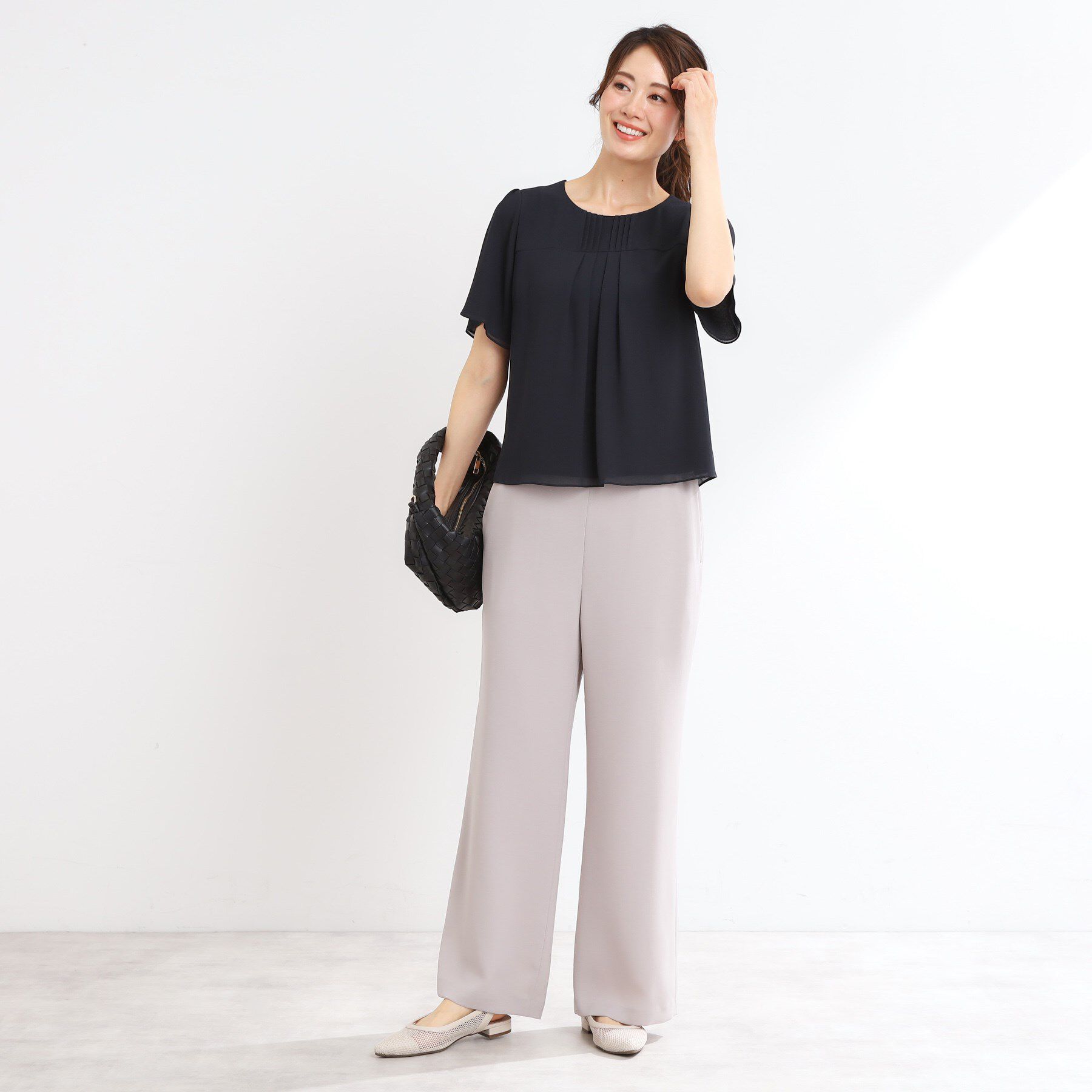 Reflect「【マシンウォッシュ可】横切替ピンタックデザインブラウス」|シャツ・ブラウス|