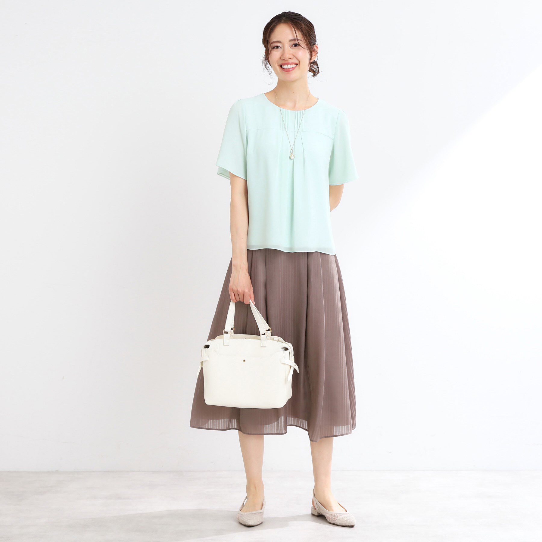 Reflect「【マシンウォッシュ可】横切替ピンタックデザインブラウス」|シャツ・ブラウス|