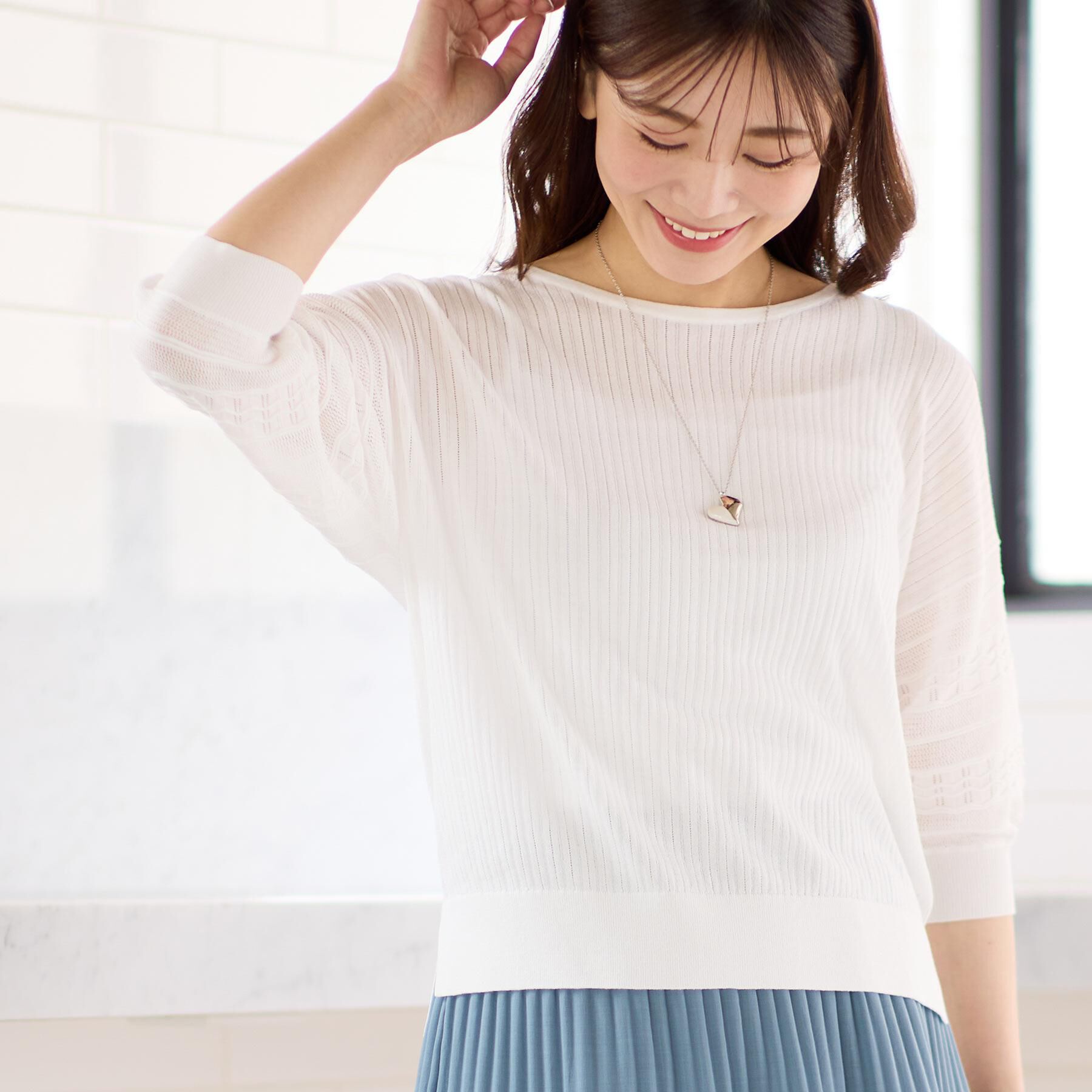 Reflect「【WEB先行カラーあり】オフボディプルオーバーニット」|ニット・セーター|オフホワイト(003