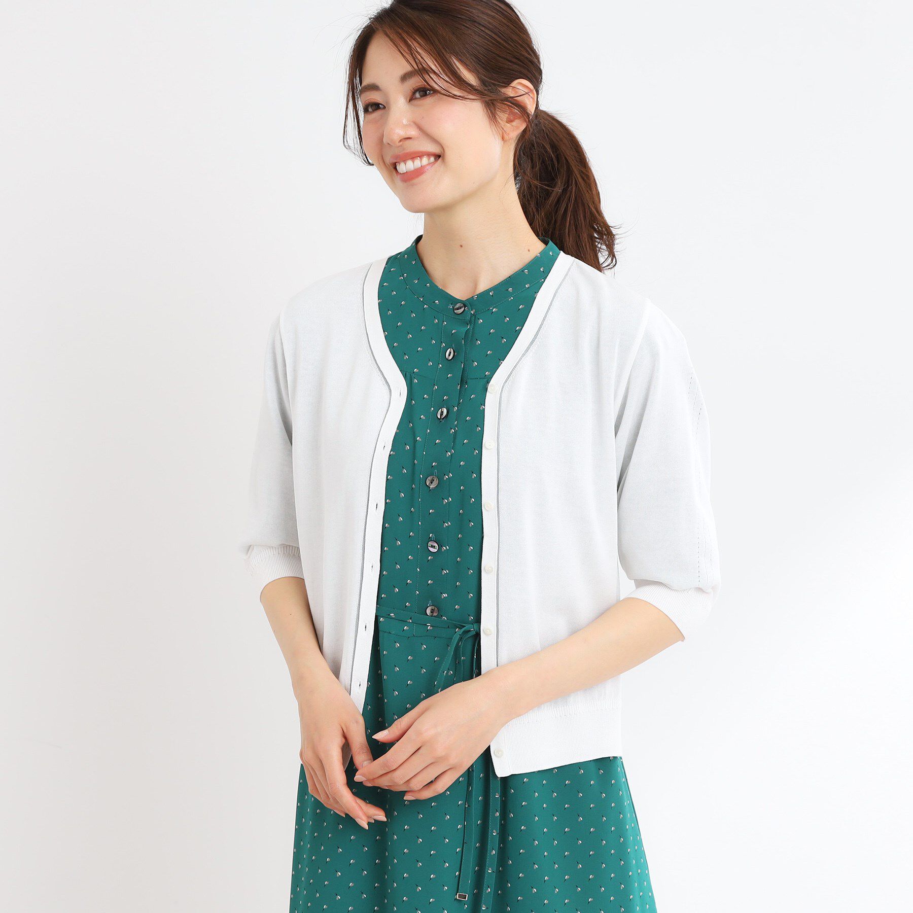 Reflect「【WEB先行カラーあり／手洗い可】六分袖カーディガン」|カーディガン|