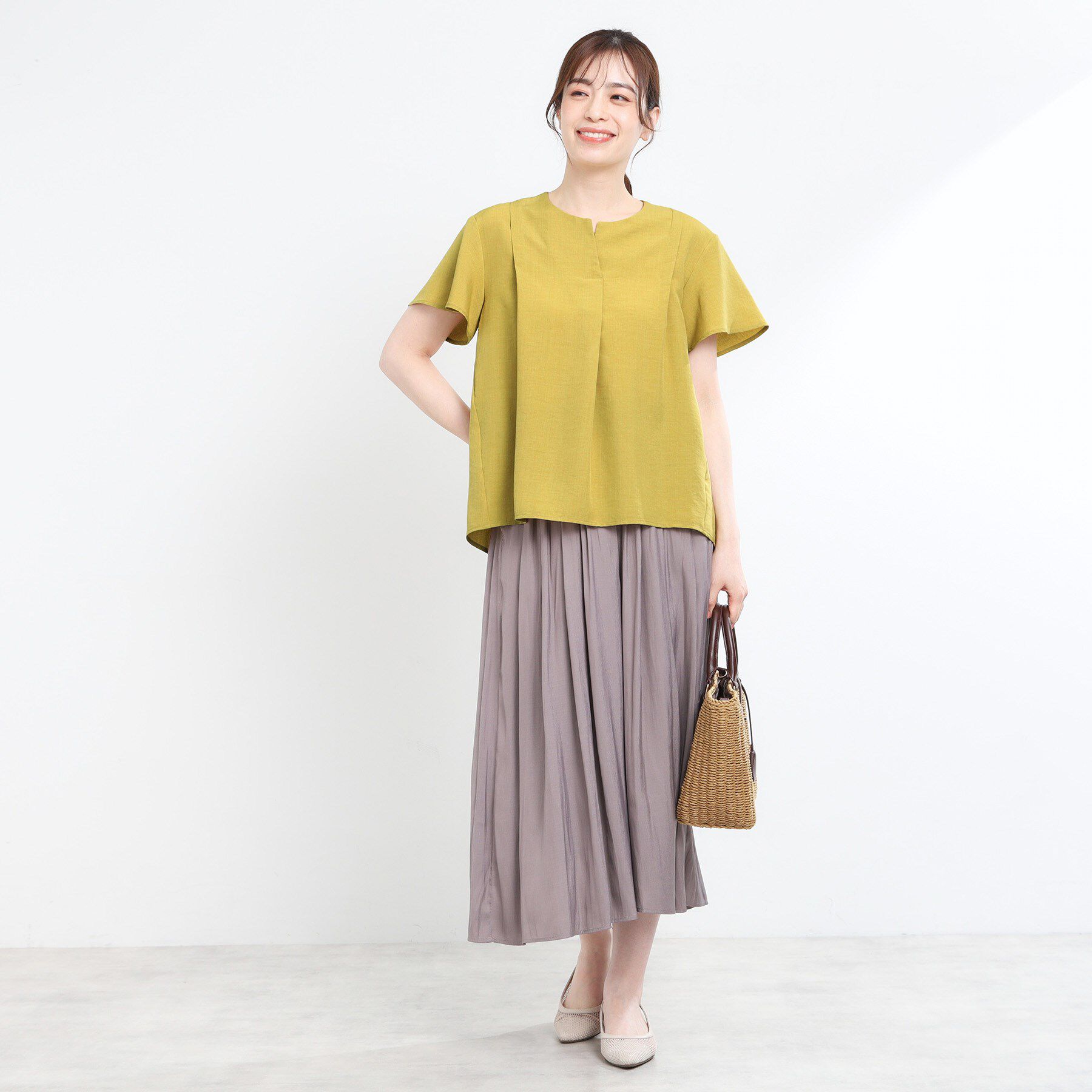 Reflect「ドライタッチスキッパーネックブラウス」|シャツ・ブラウス|