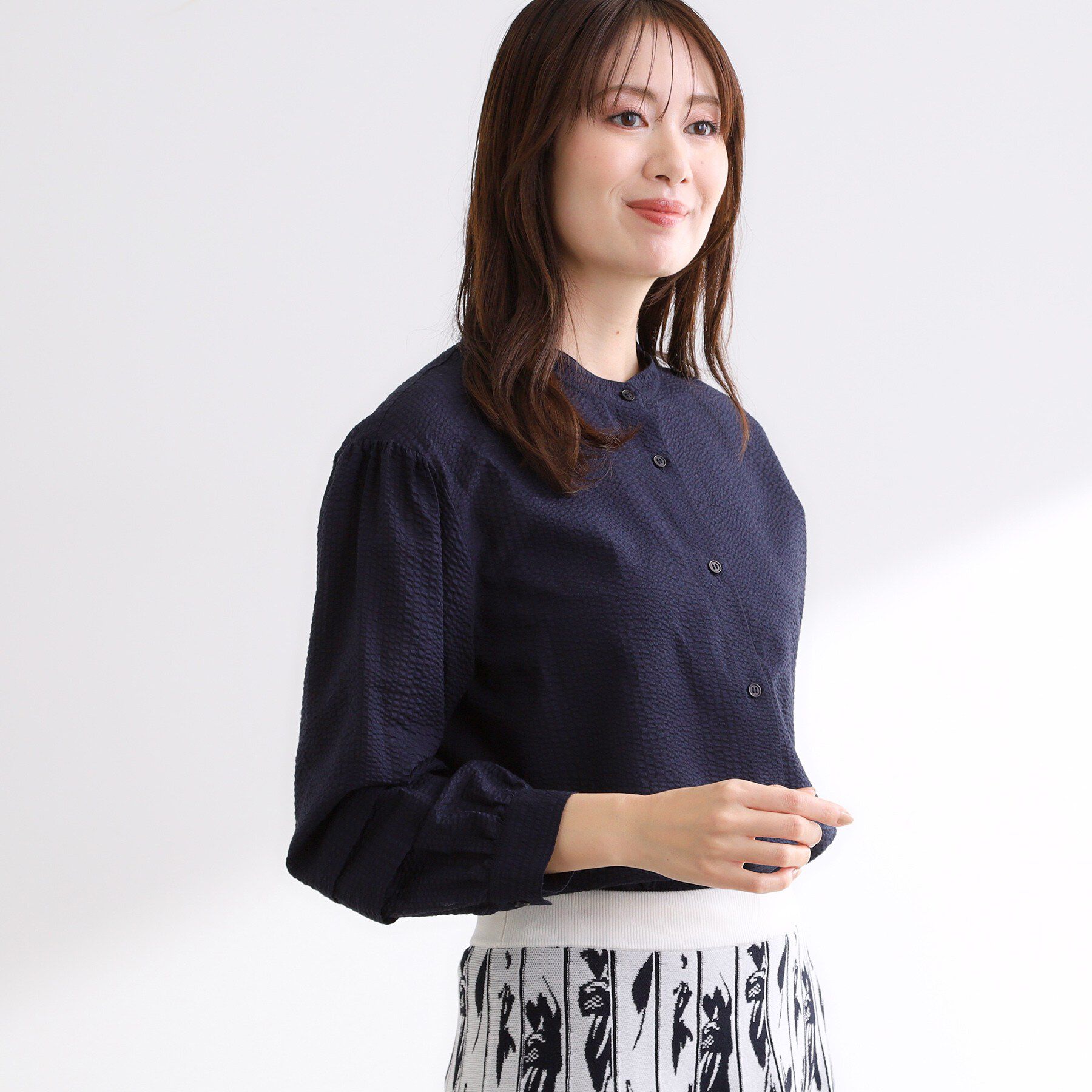 Reflect「【ゆったり着られる◎】バンドカラーシャツブラウス」|シャツ・ブラウス|