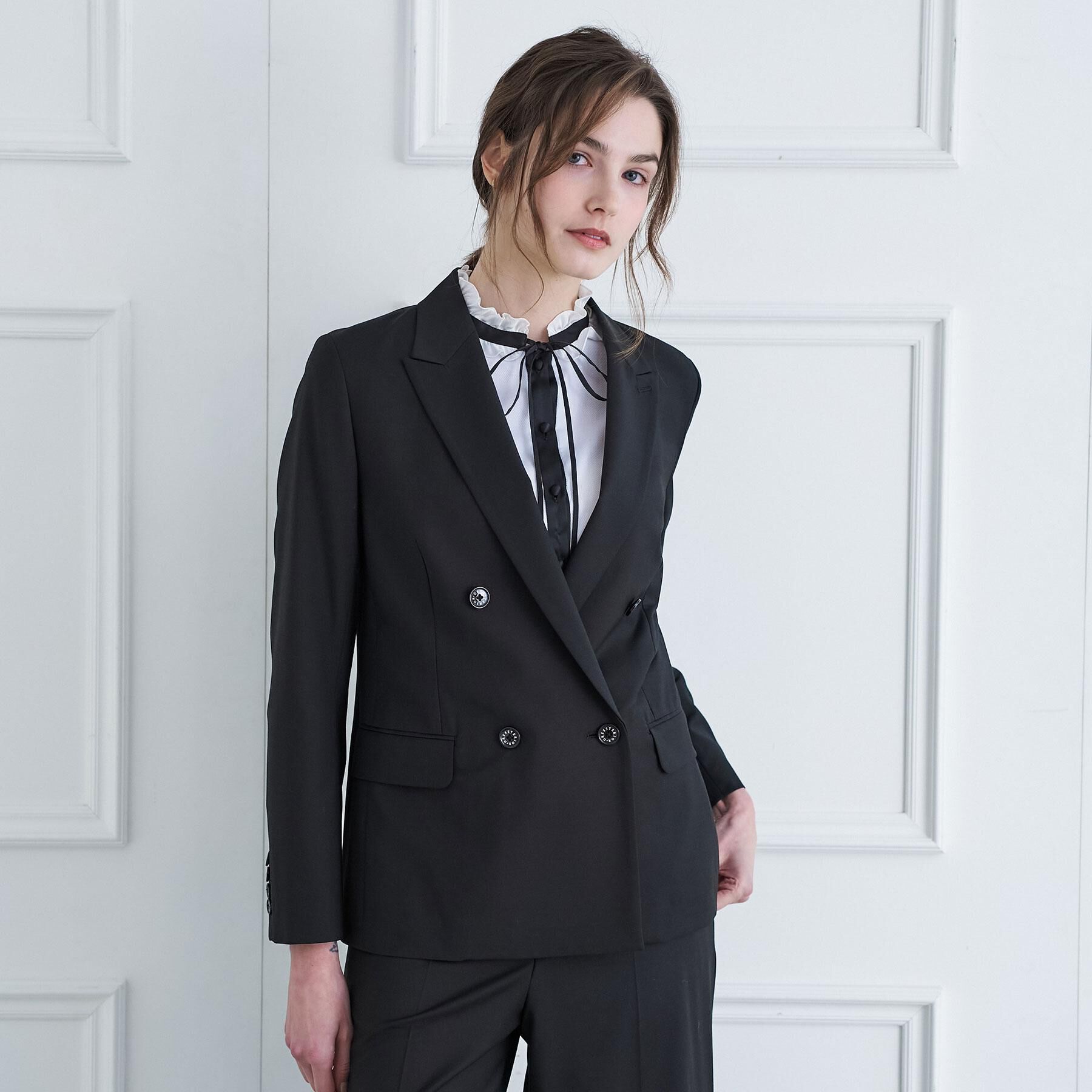 DRESSTERIOR「ピークドダブルライトストレッチジャケット」|テーラードジャケット|