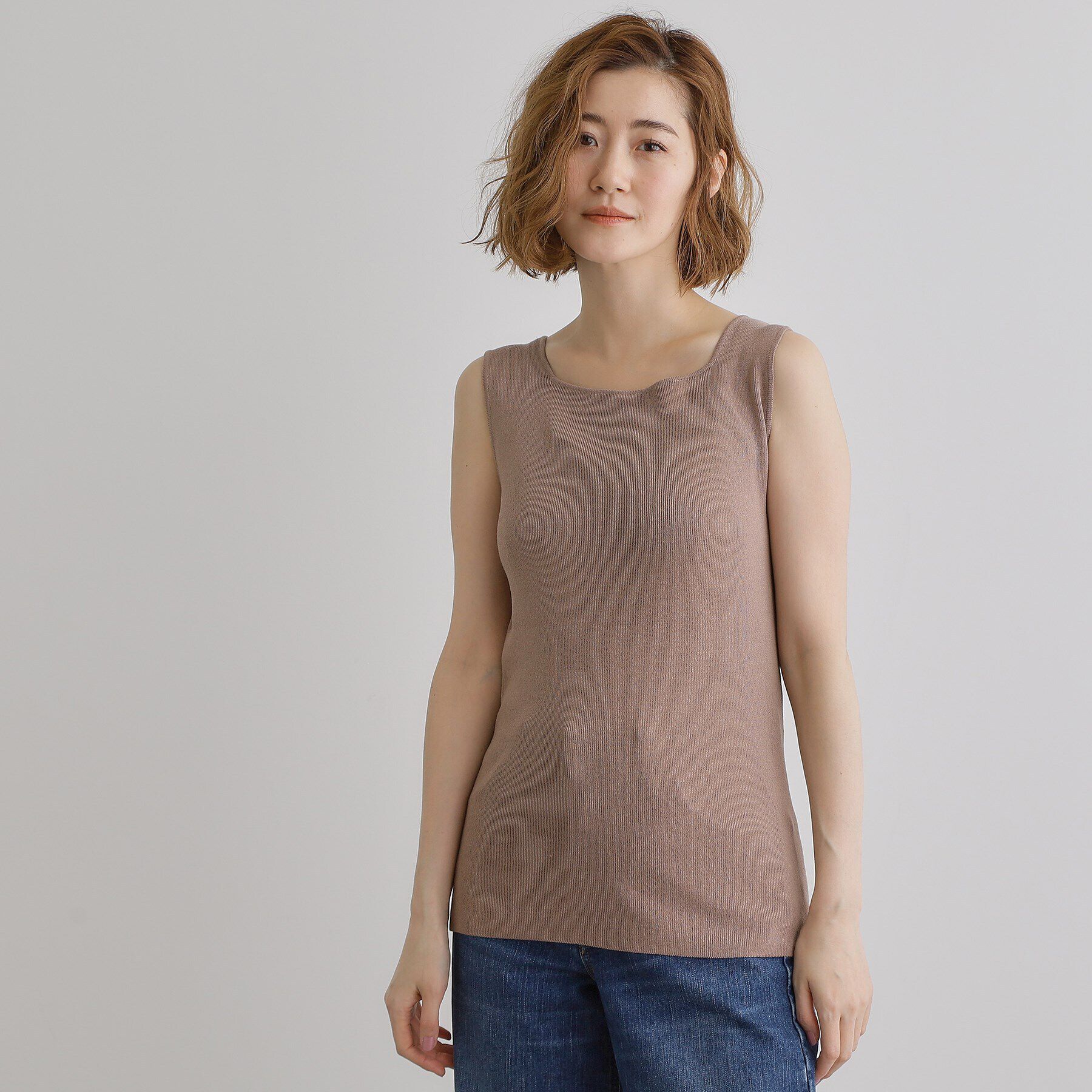 grove「【ラフにもキレイにも、着回し力◎】2WAYスクエアニットタンク」|キャミソール|
