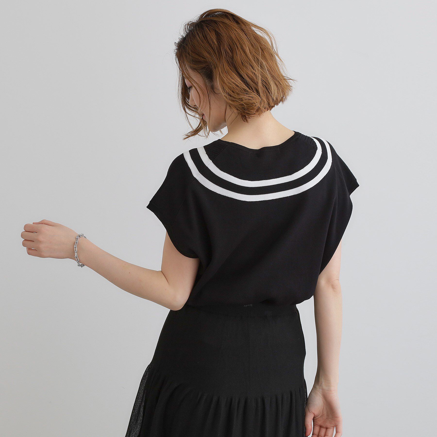 grove「繊細な透かし編みが上品な大人のチルデンニット」|ニット・セーター|