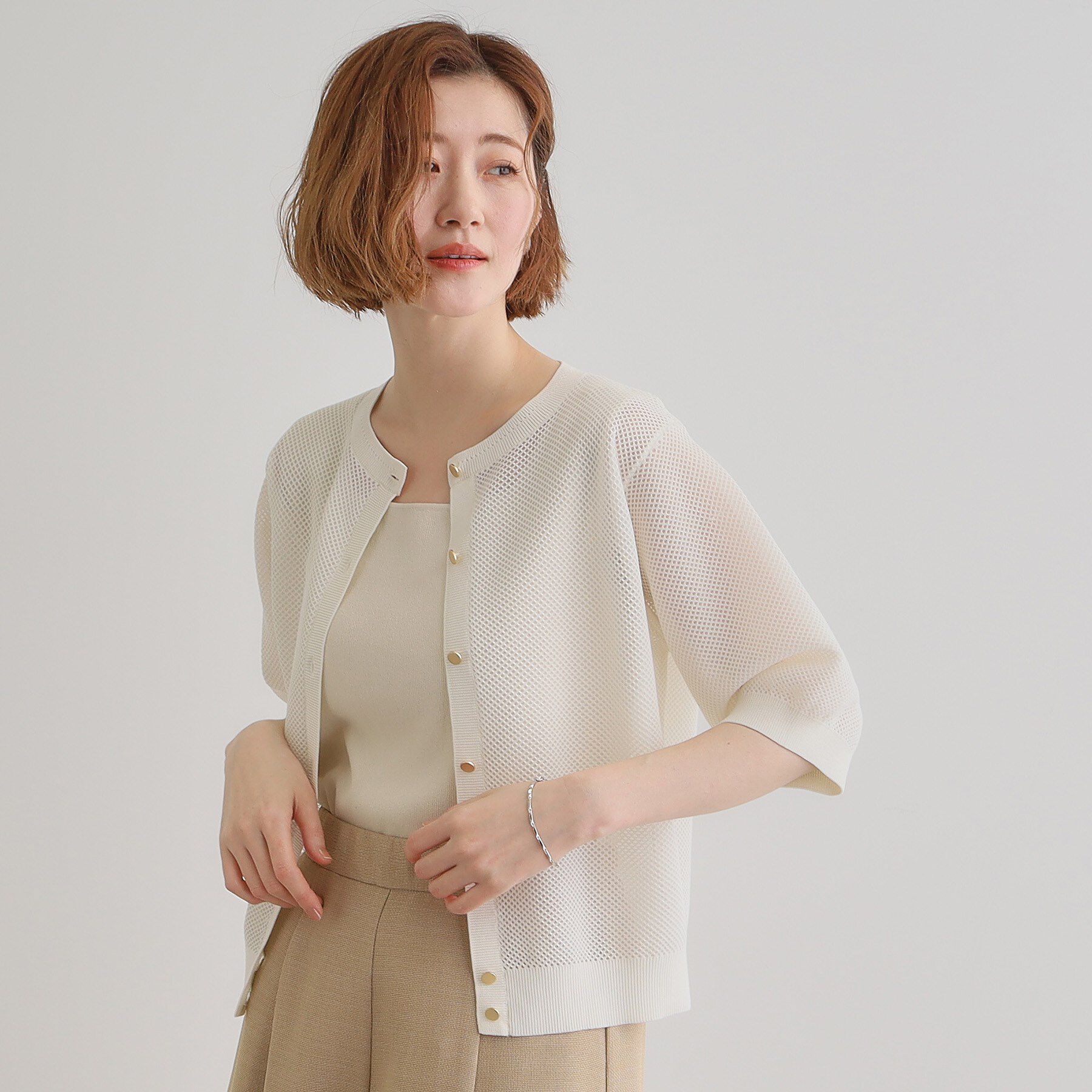 grove「1枚でも映える上品メッシュカーディガン」|カーディガン|