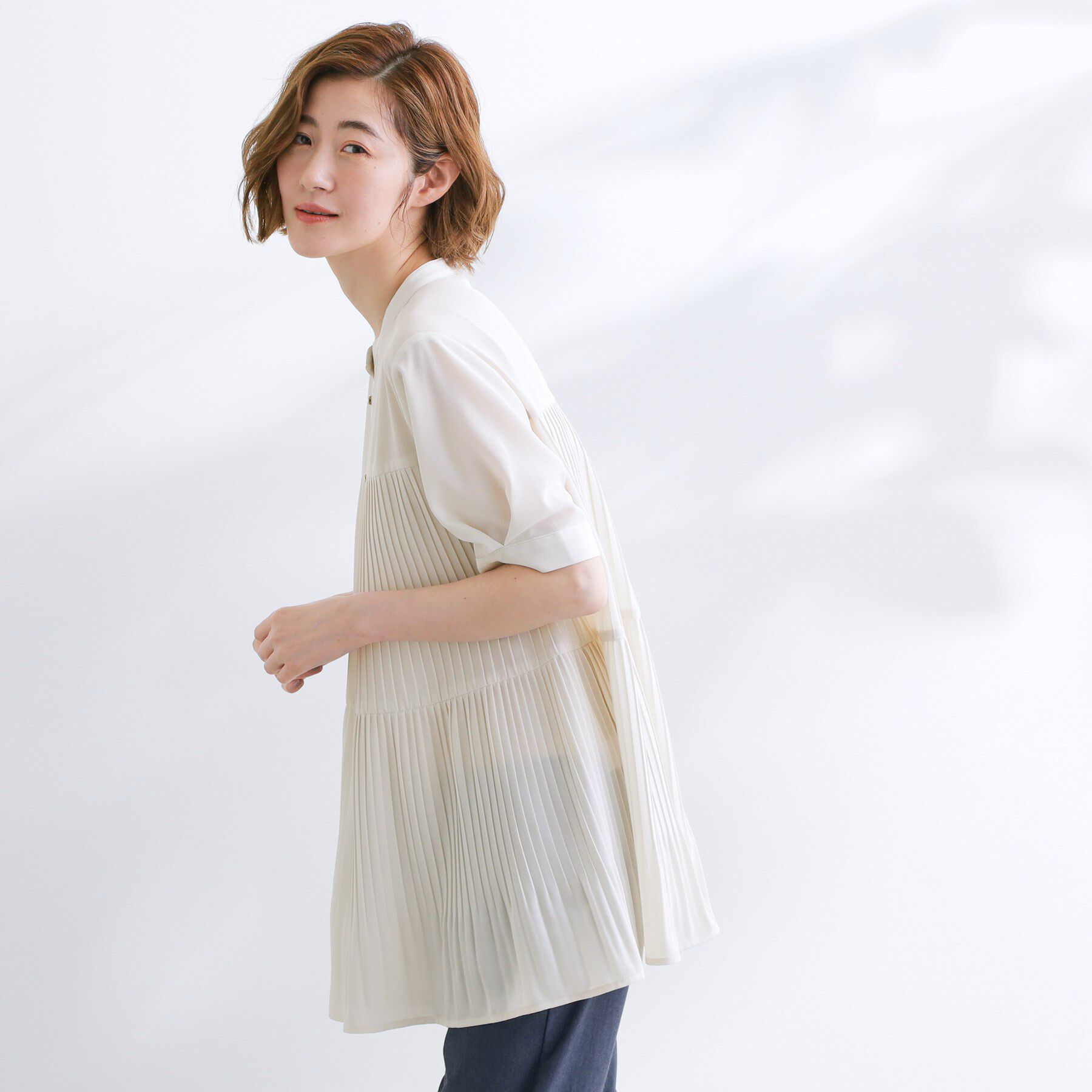 grove「【体型カバー】ラフに着たい　ティアードプリーツブラウス」|シャツ・ブラウス|