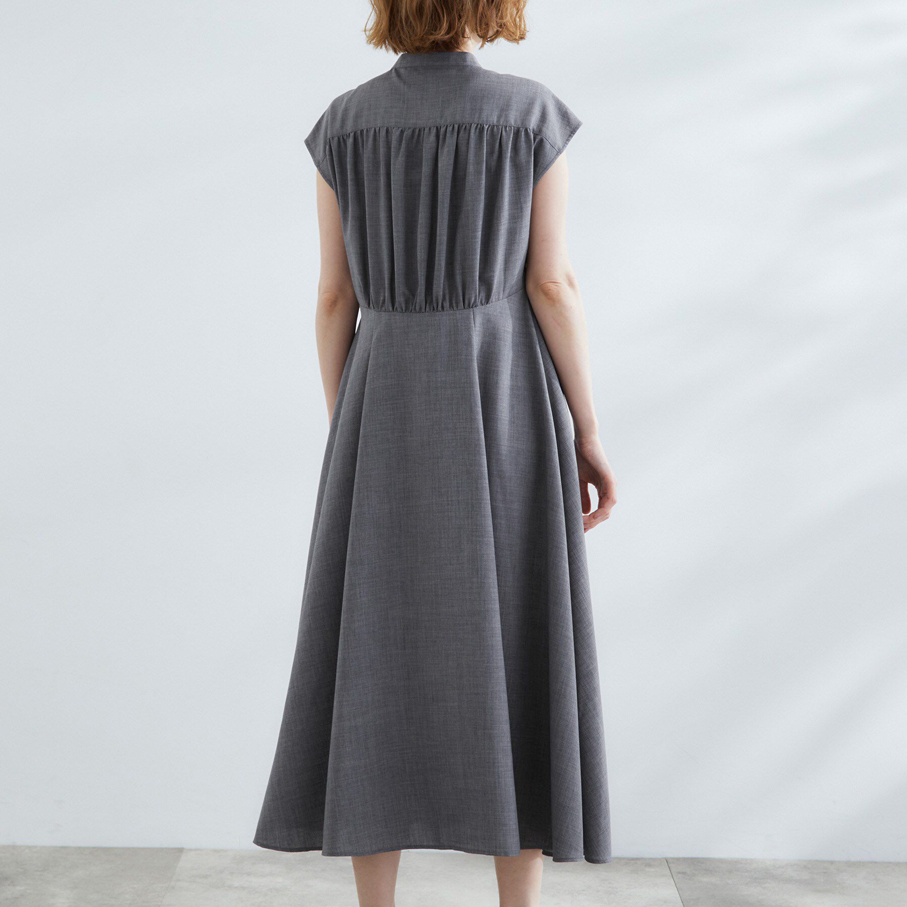 grove「ウエスト高見えでスタイルアップ　上品スタンドカラーシャツワンピース」|ワンピース|
