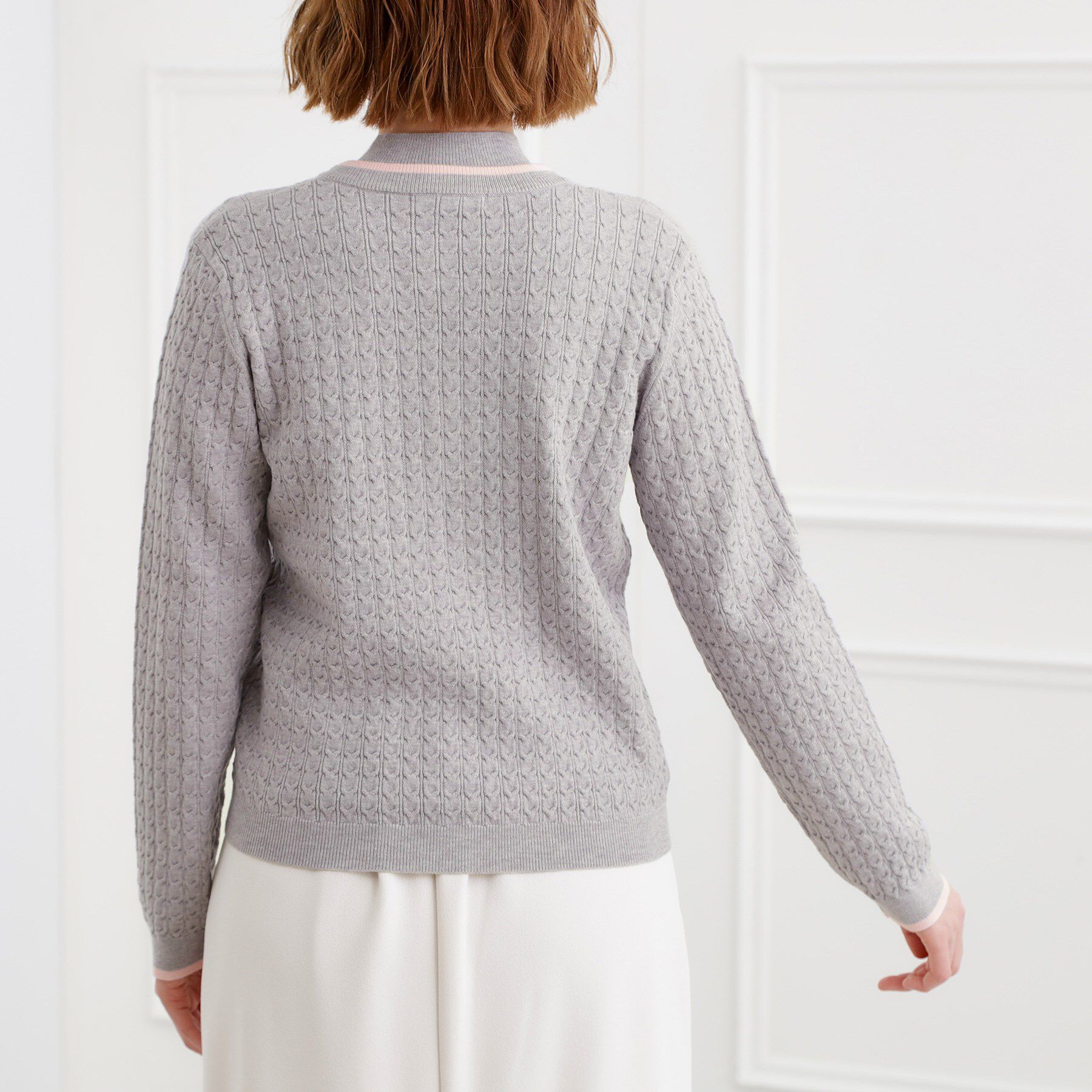 grove「ミニケーブルクルーネックカーディガン」|カーディガン|