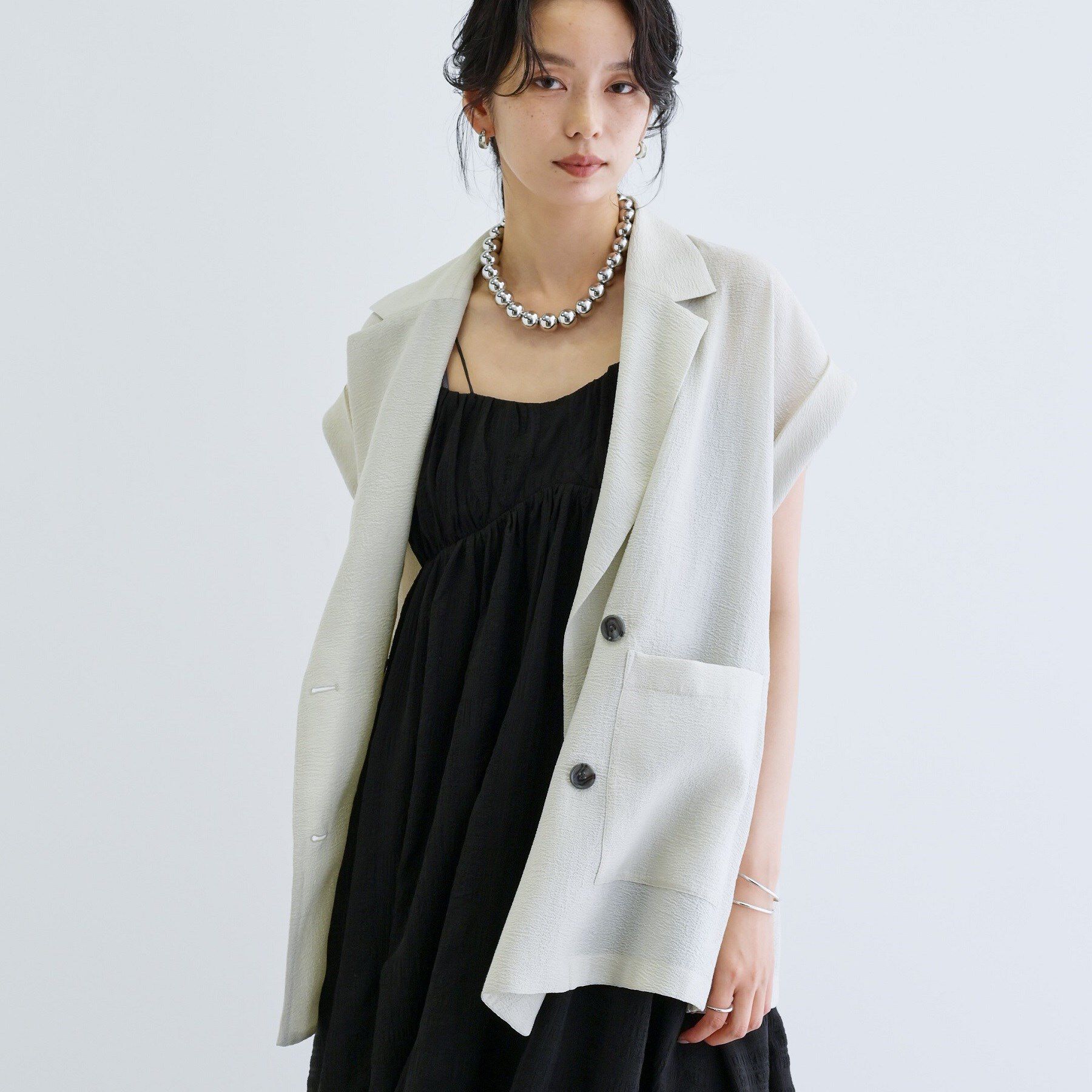 GALLEST「ワッシャー半袖シャツジャケット」|テーラードジャケット|