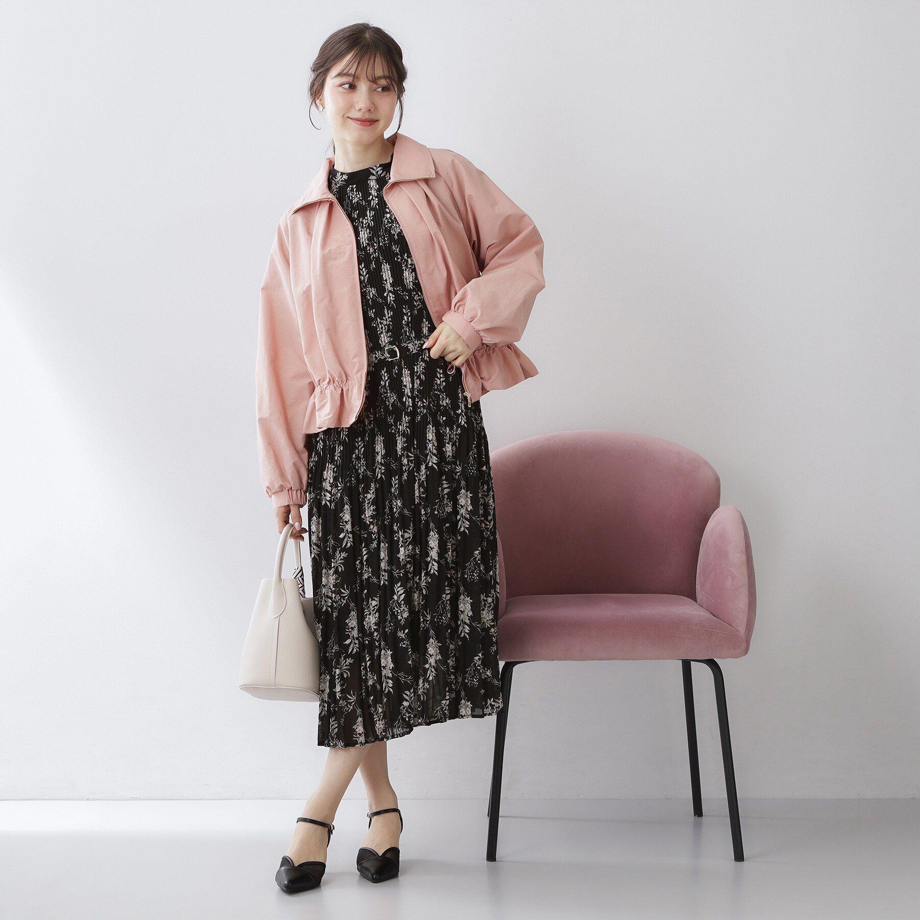 index「ベルト付きプリーツフレアワンピース【洗濯機OK/イージーアイロン/防シワ】《5col》」|ワンピース|