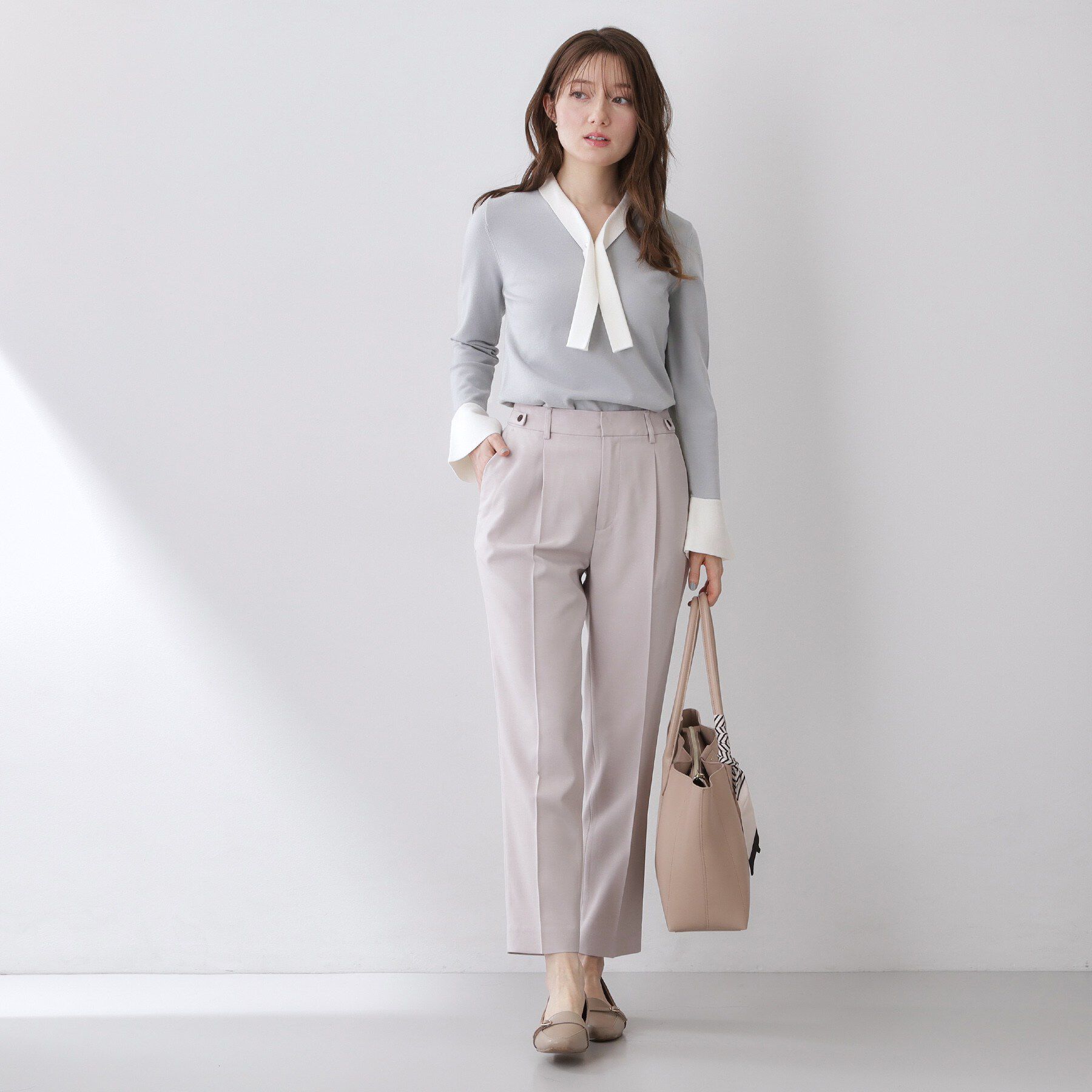 index「バイカラーボウタイパール調ニット【洗濯機OK】」|ニット・セーター|