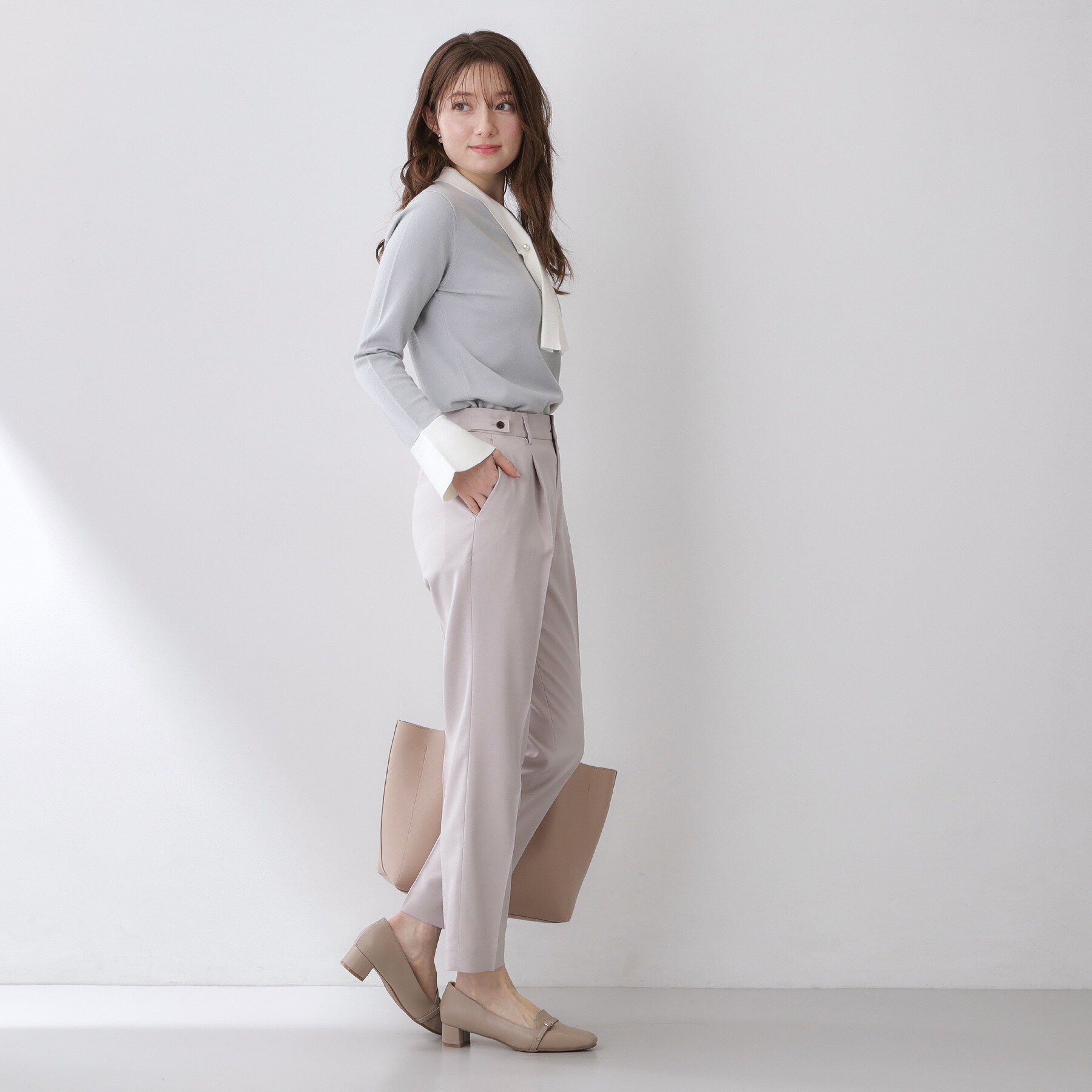 index「バイカラーボウタイパール調ニット【洗濯機OK】」|ニット・セーター|