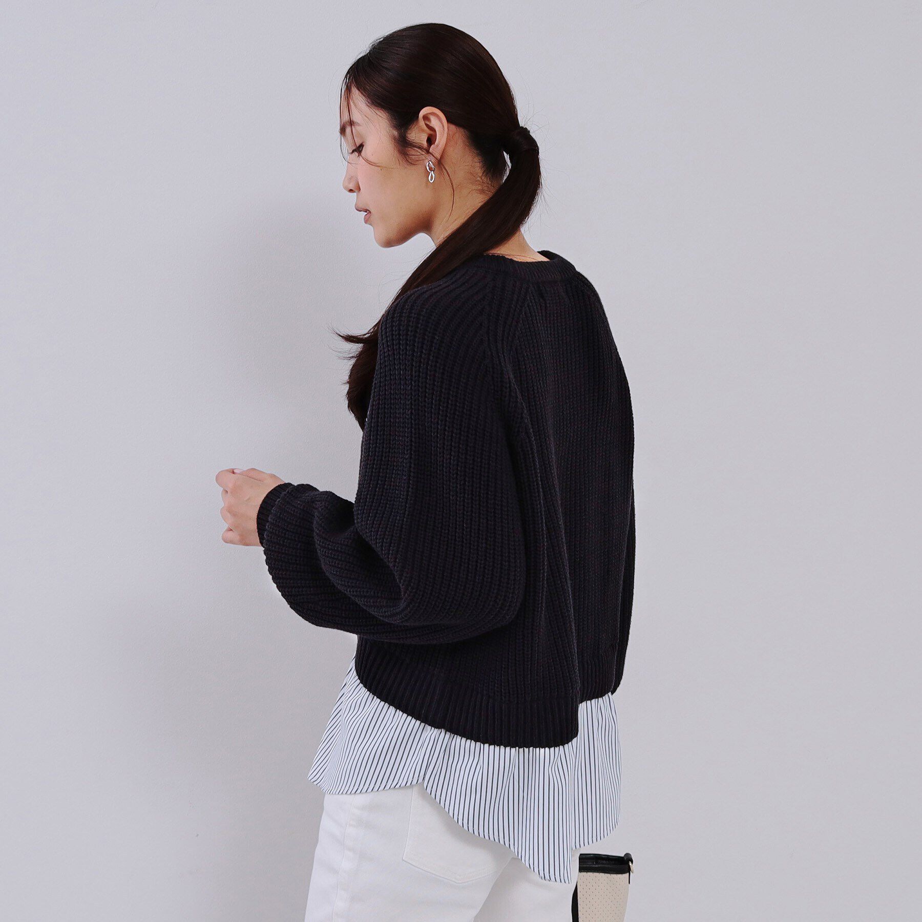 OPAQUE.CLIP「レイヤード風ミドルゲージニット【洗濯機洗い可】」|ニット・セーター|