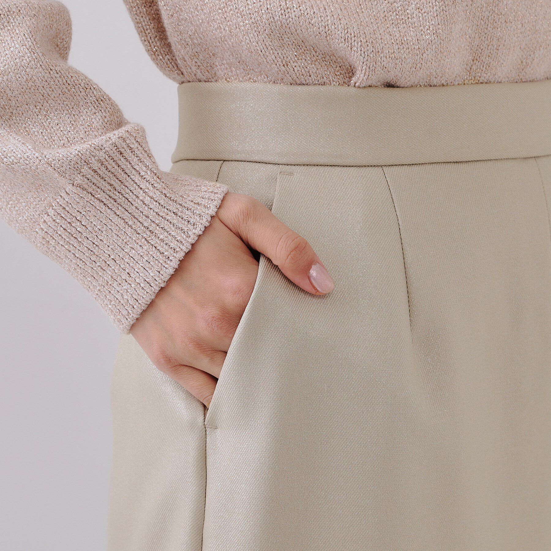 OPAQUE.CLIP「ラメナロースカート【洗濯機洗い可】」|スカート|