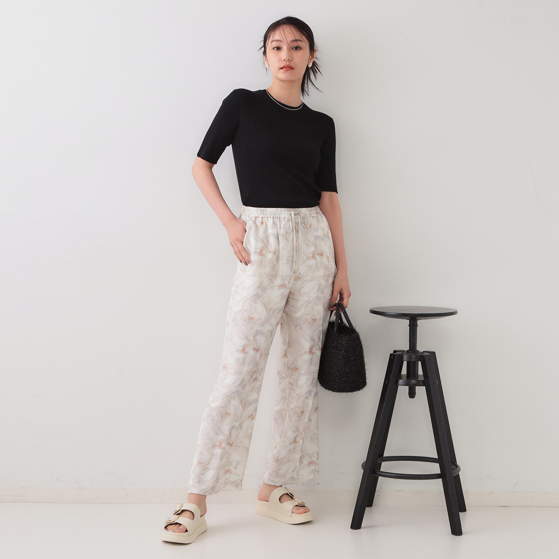 OPAQUE.CLIP「シアーリブハーフスリーブニット【洗濯機洗い可/抗ピル】」|ニット・セーター|