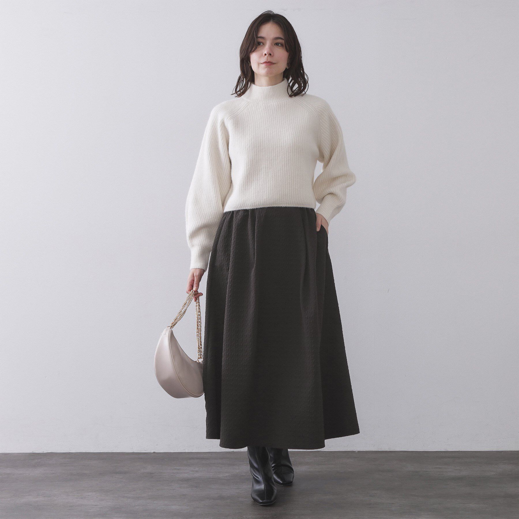 OPAQUE.CLIP「チドリエンボスフレアスカート【洗濯機OK】」|スカート|