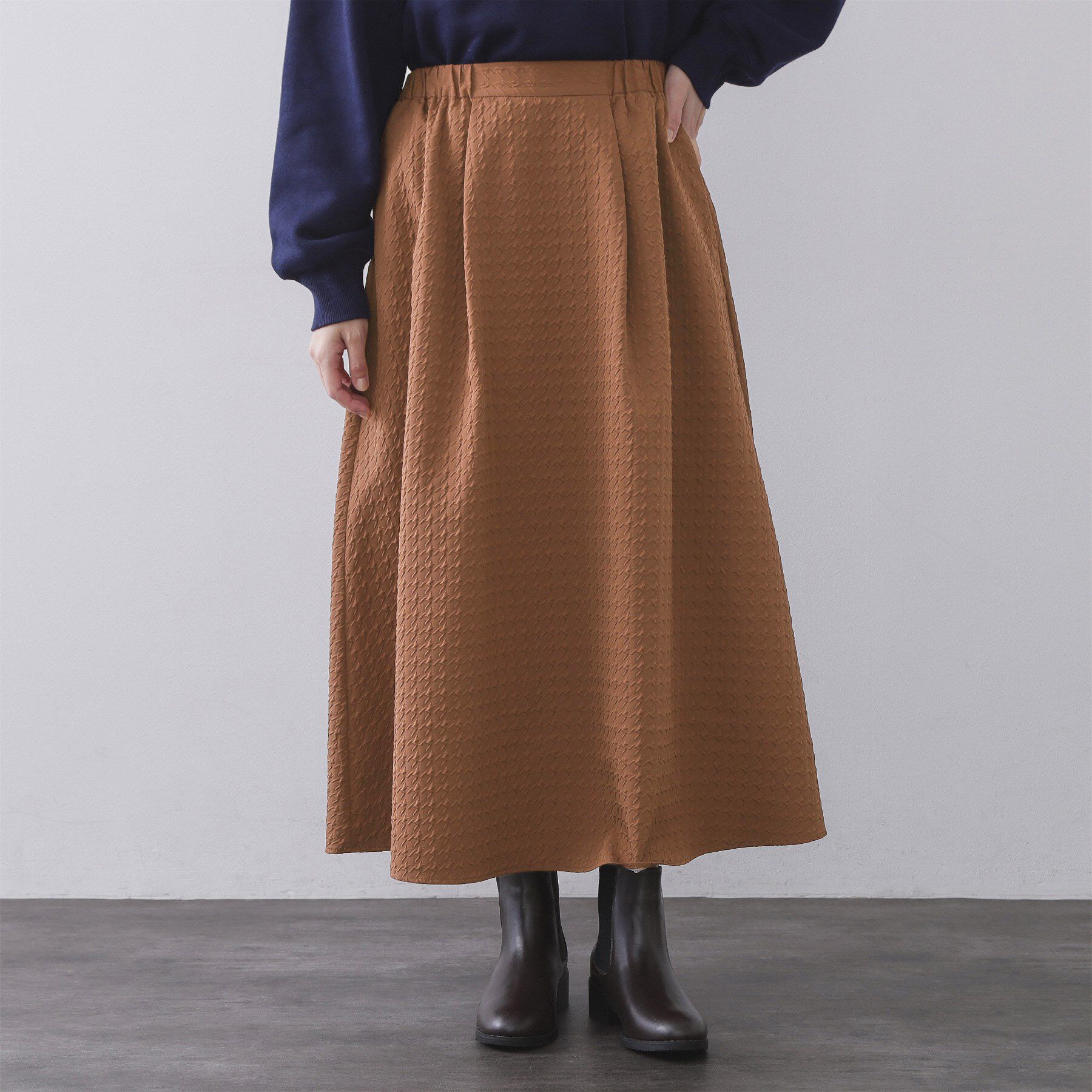 OPAQUE.CLIP「チドリエンボスフレアスカート【洗濯機OK】」|スカート|