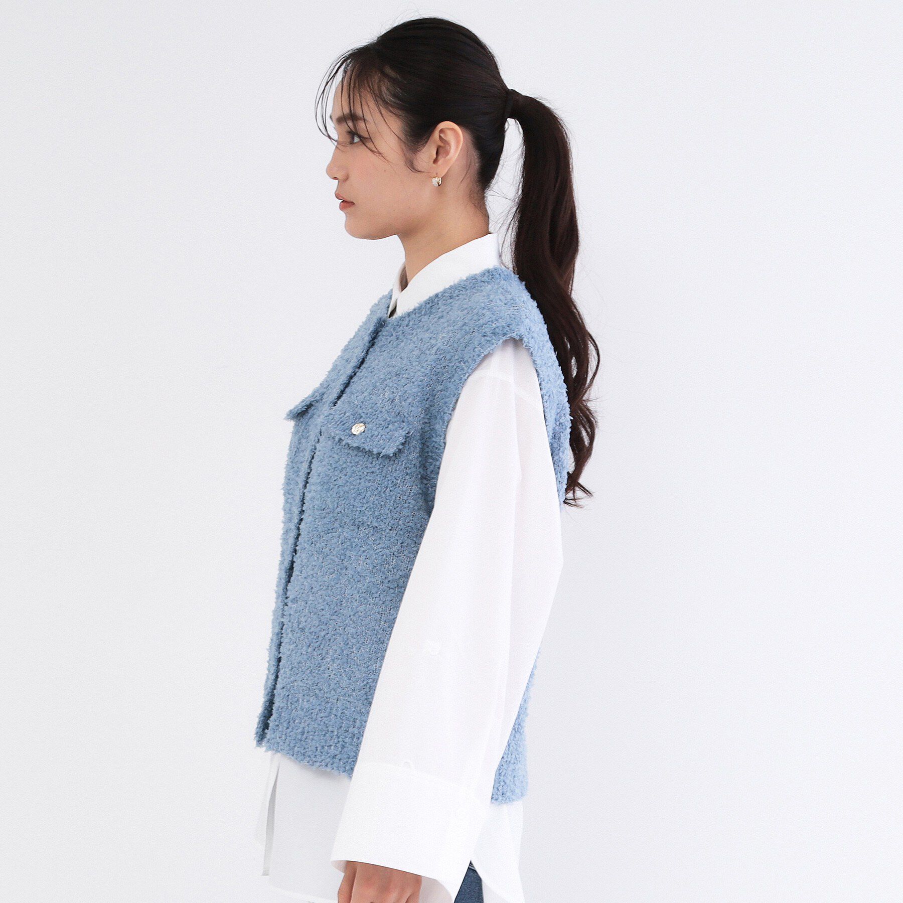 OPAQUE.CLIP「フラッグヤーン変形金ボタンニットベスト【洗濯機OK】」|ベスト・ジレ|