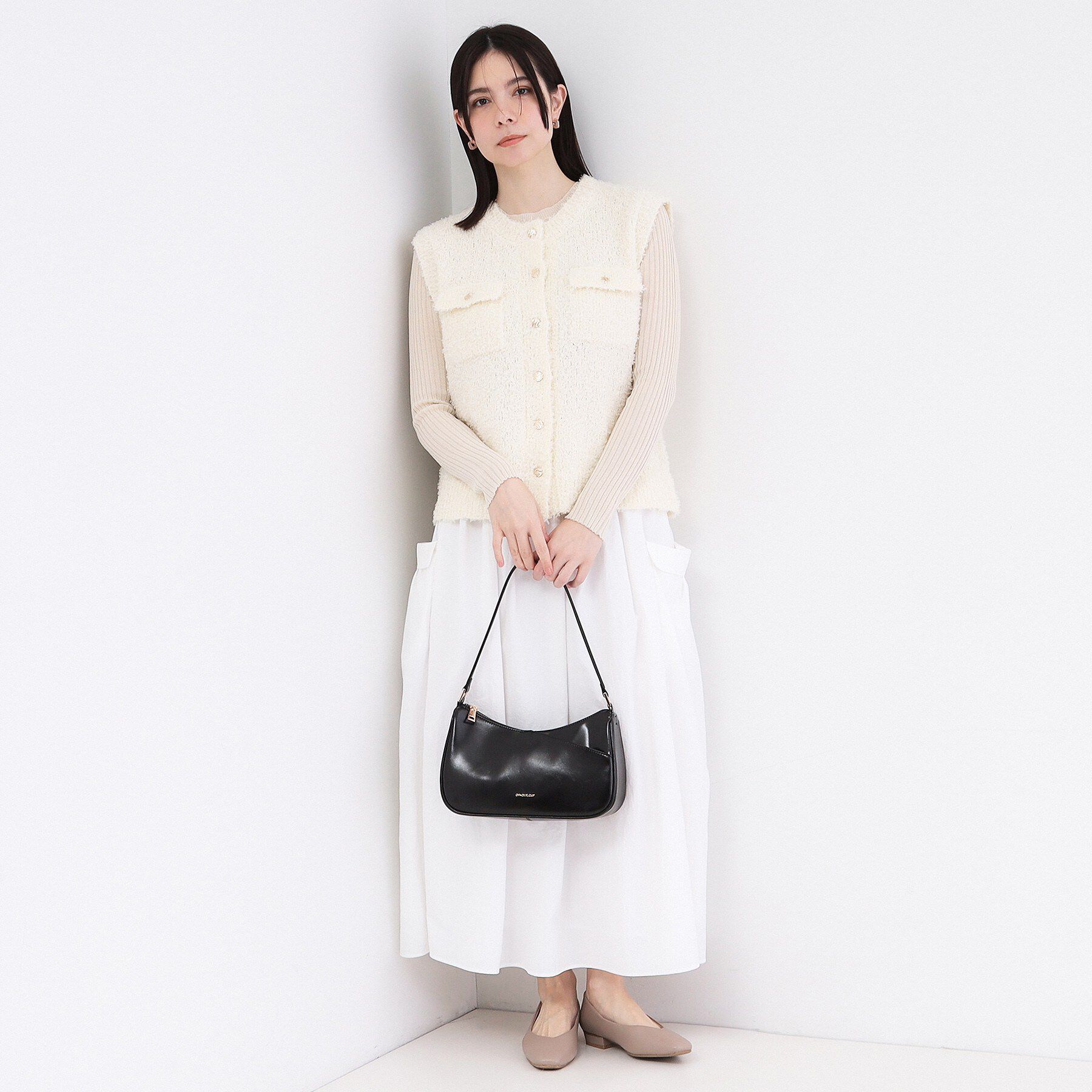 OPAQUE.CLIP「フラッグヤーン変形金ボタンニットベスト【洗濯機OK】」|ベスト・ジレ|