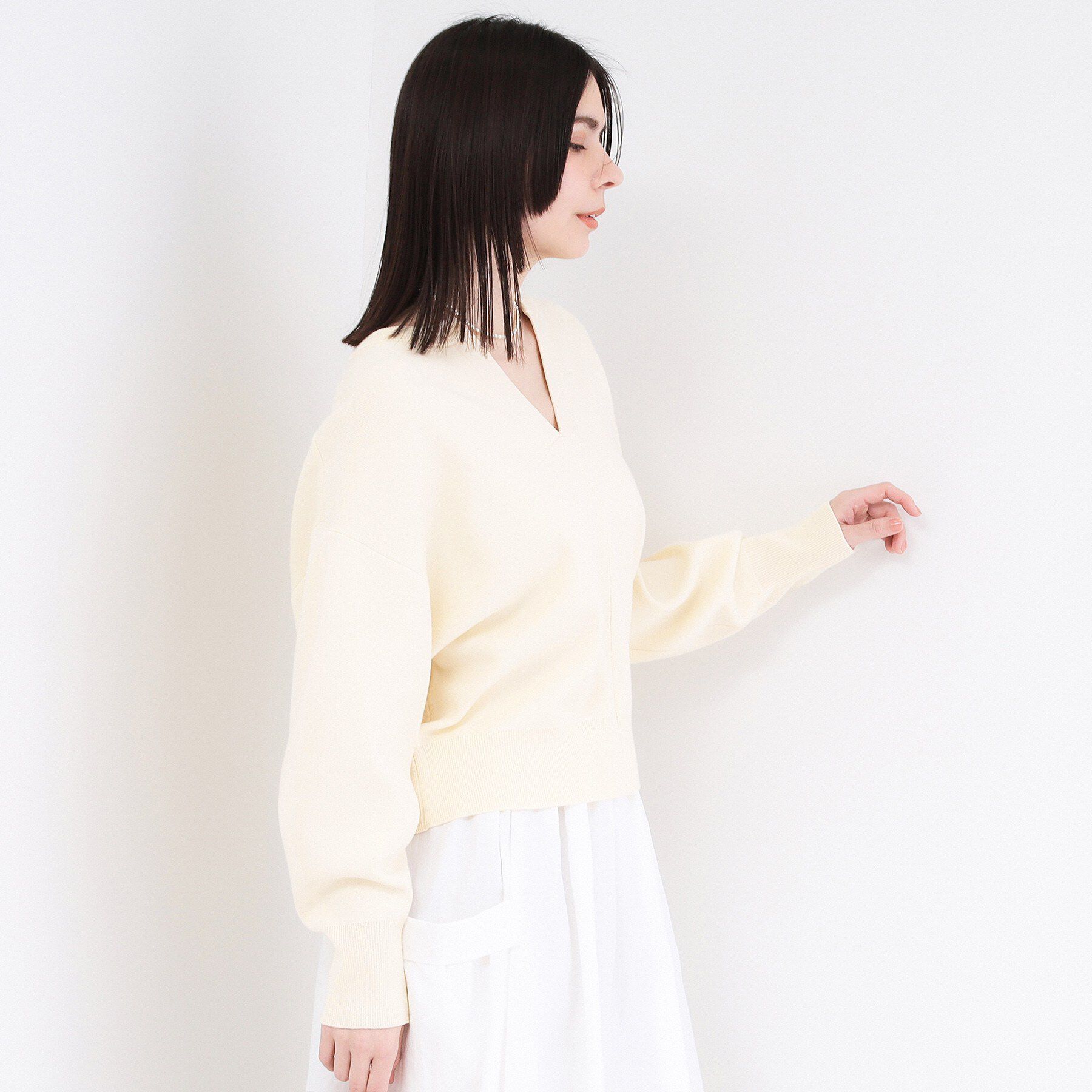 OPAQUE.CLIP「キーネックデザインニット【洗濯機OK】」|ニット・セーター|