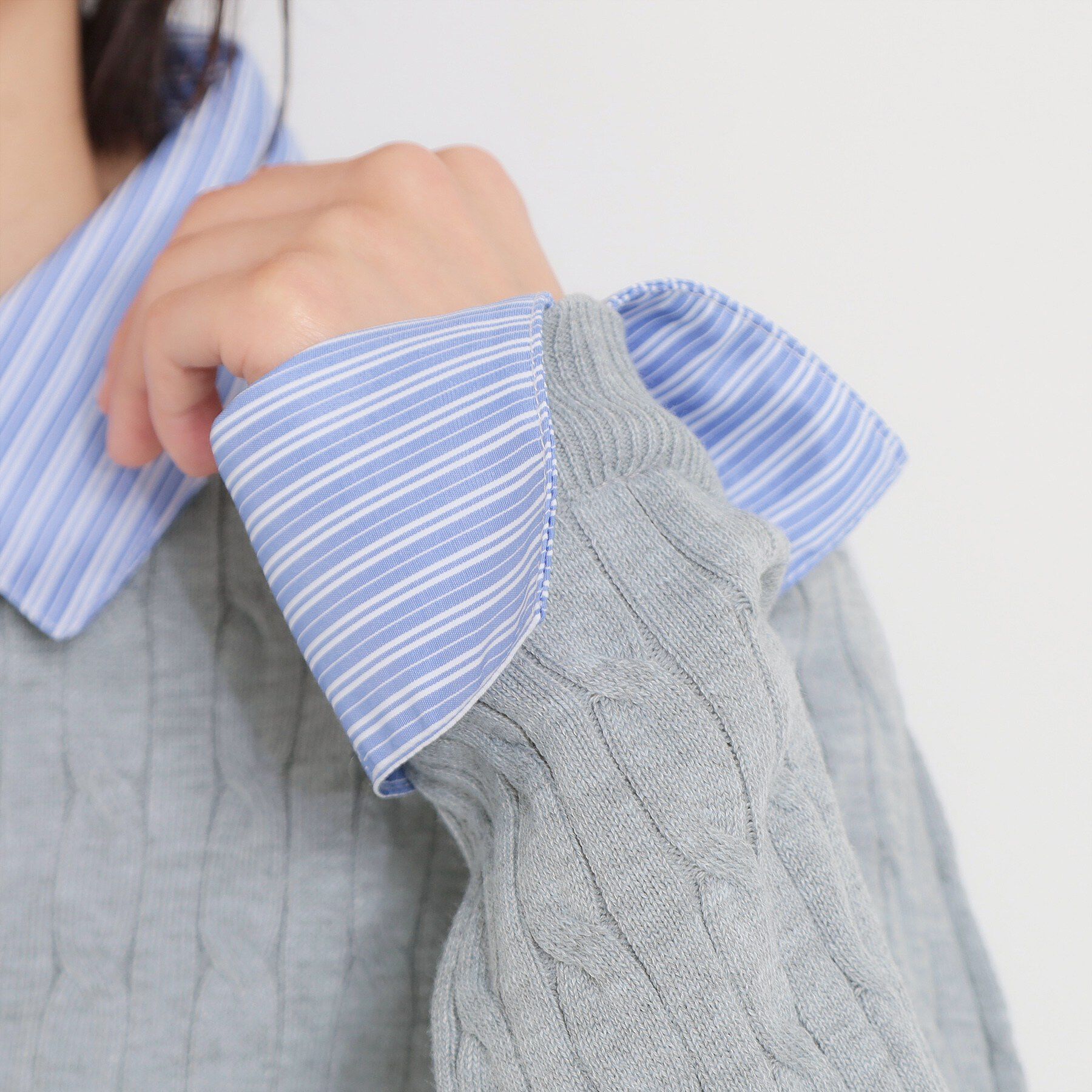 THE SHOP TK「衿付ケーブルニット」|ニット・セーター|