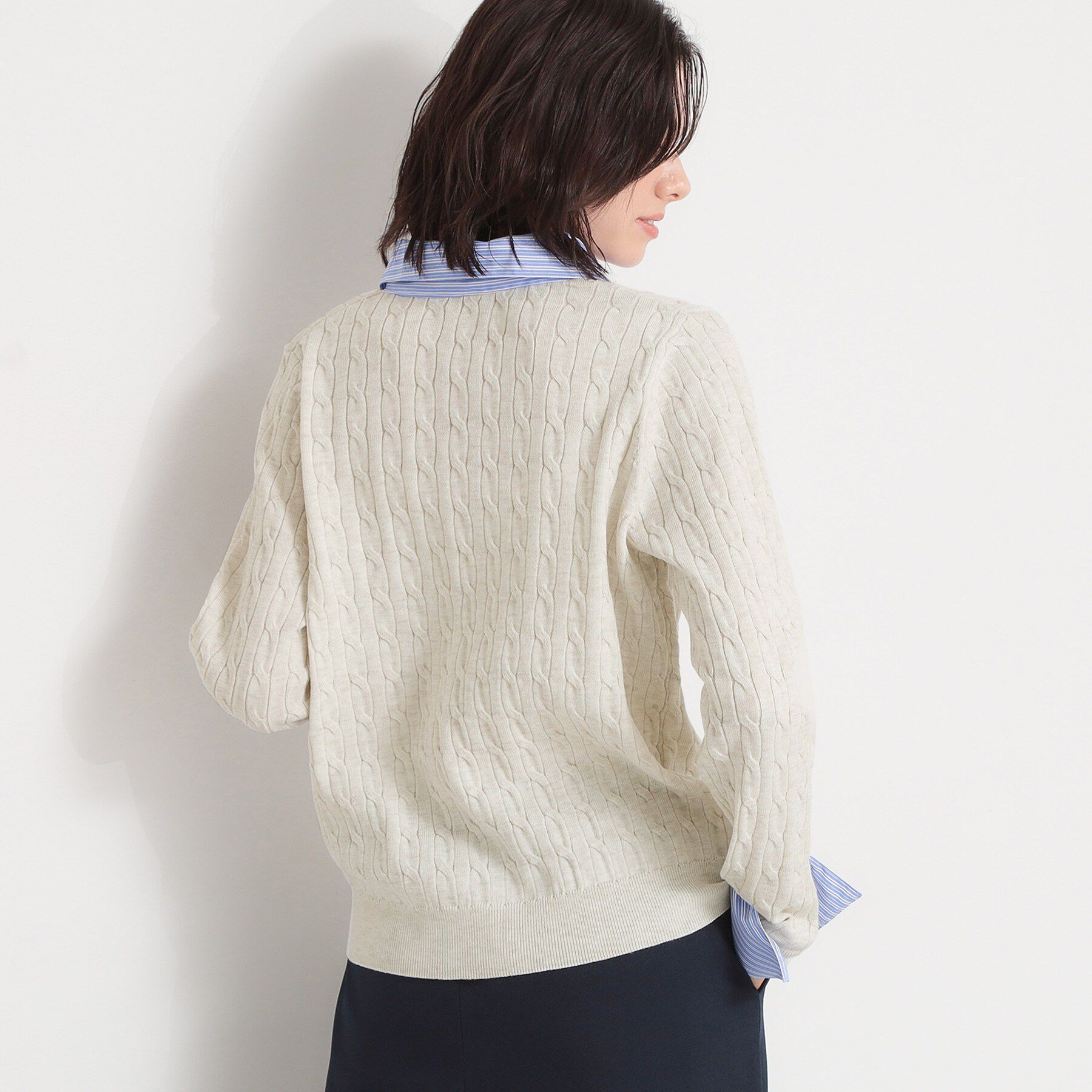 THE SHOP TK「衿付ケーブルニット」|ニット・セーター|