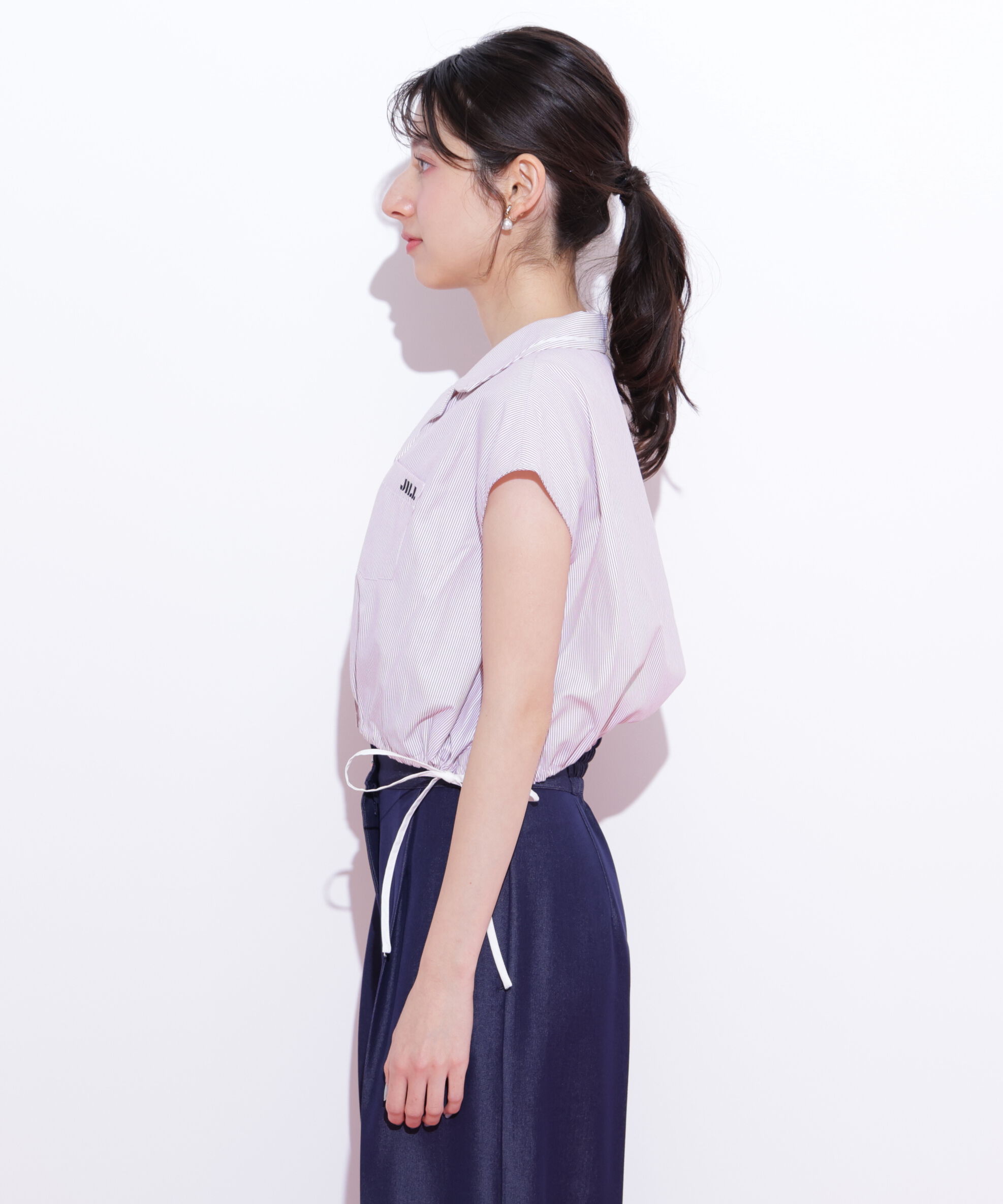  「ウエストリボン開襟シャツ」|シャツ・ブラウス|