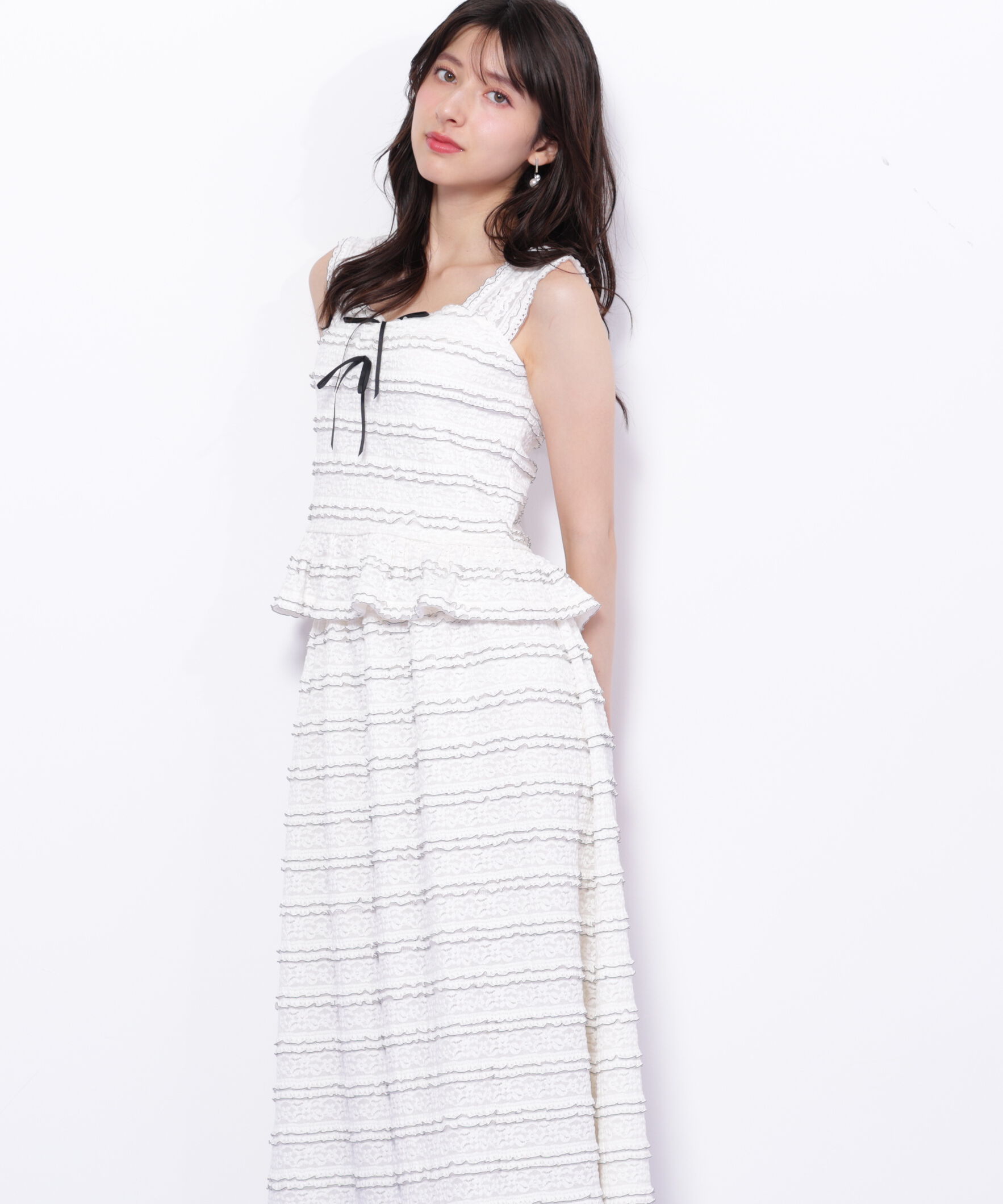  「バイカラーストレッチレースセットアップ」|ワンピース|