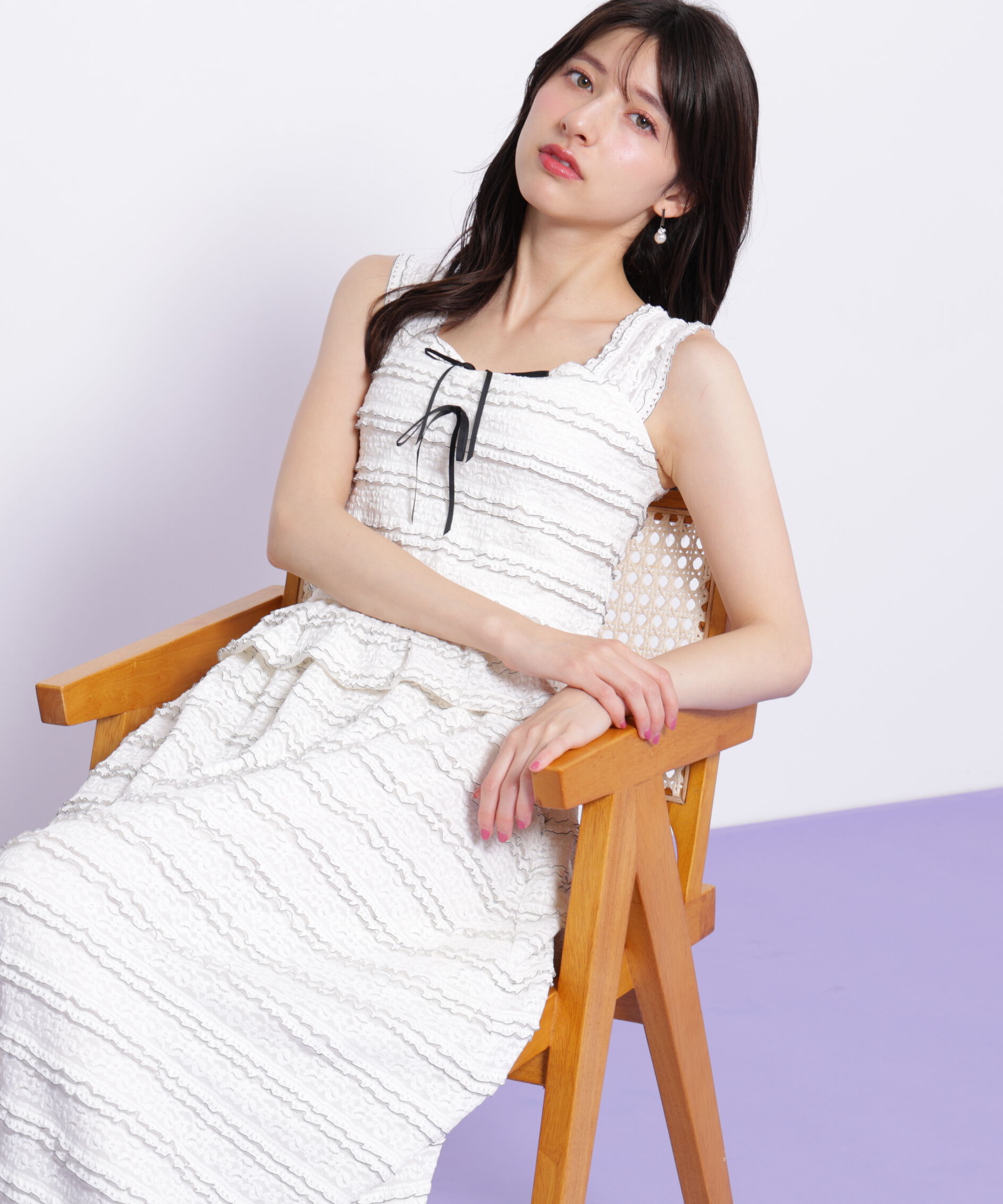  「バイカラーストレッチレースセットアップ」|ワンピース|