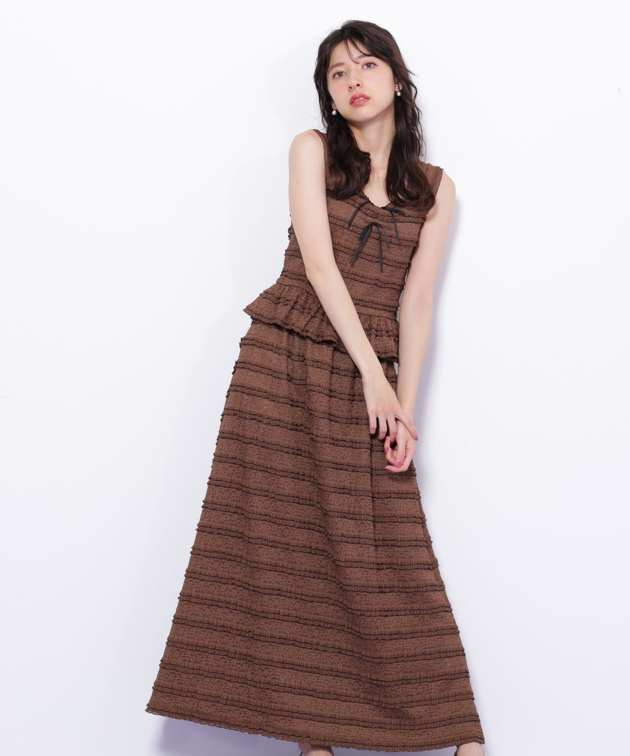  「バイカラーストレッチレースセットアップ」|ワンピース|