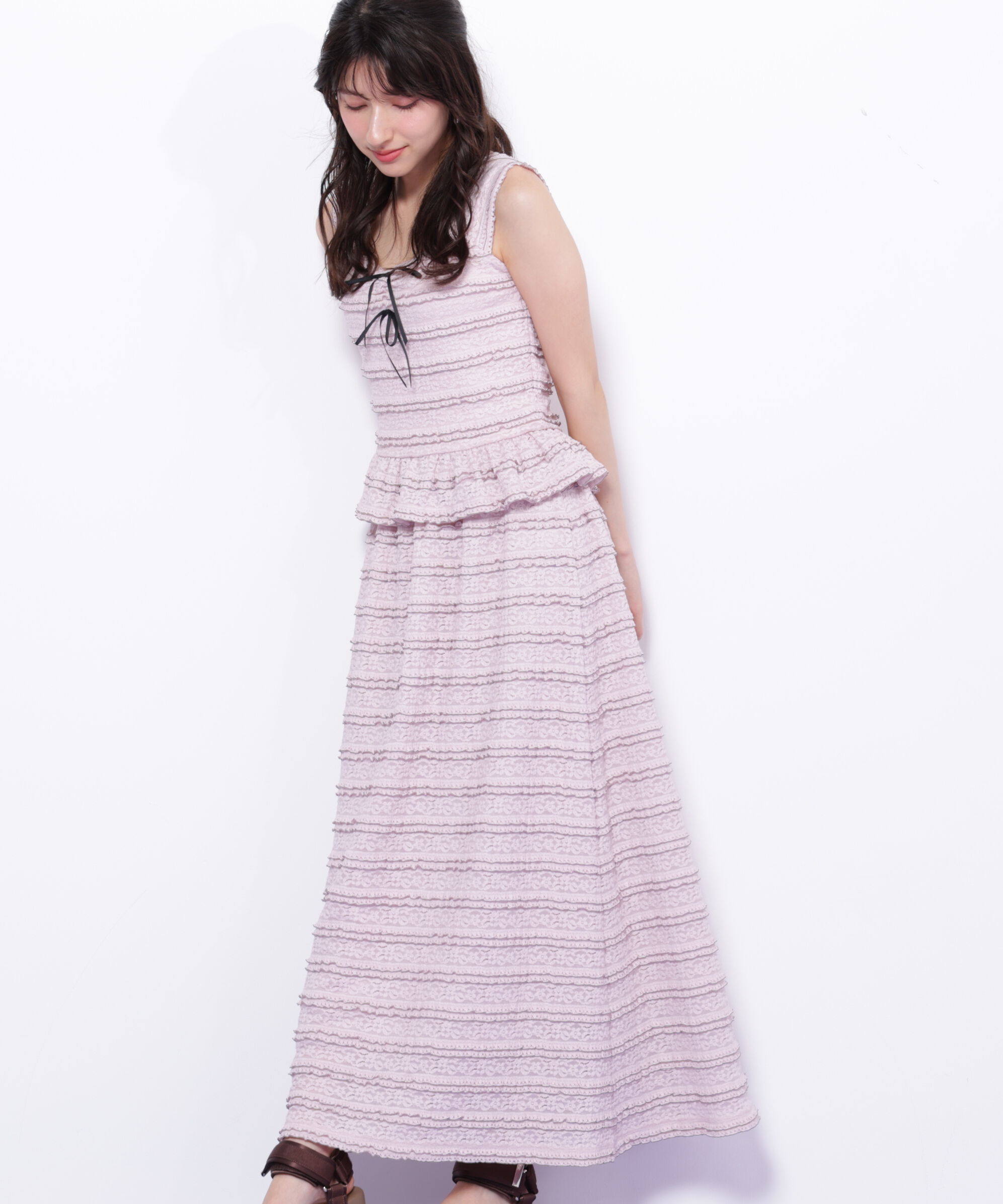  「バイカラーストレッチレースセットアップ」|ワンピース|