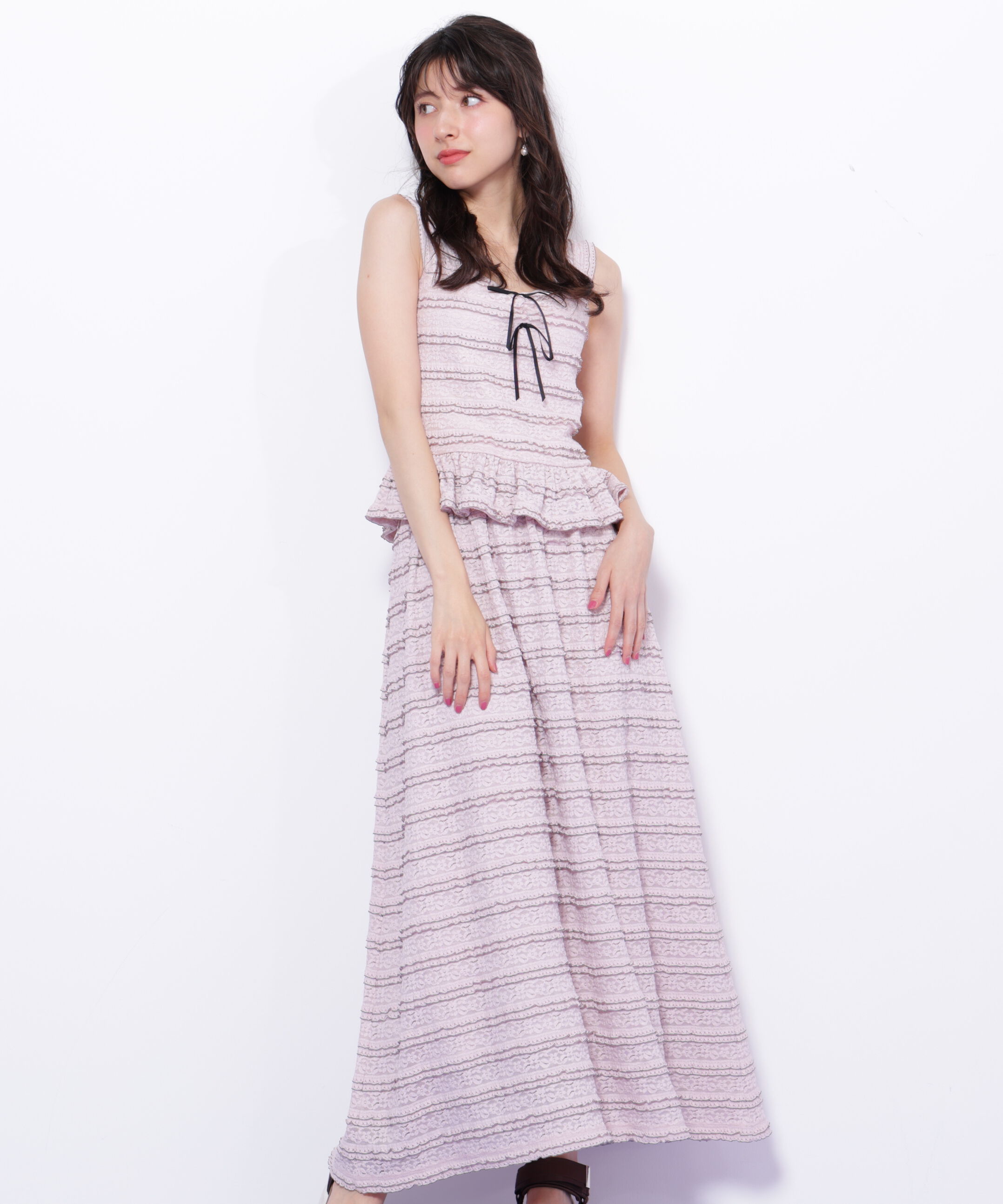  「バイカラーストレッチレースセットアップ」|ワンピース|