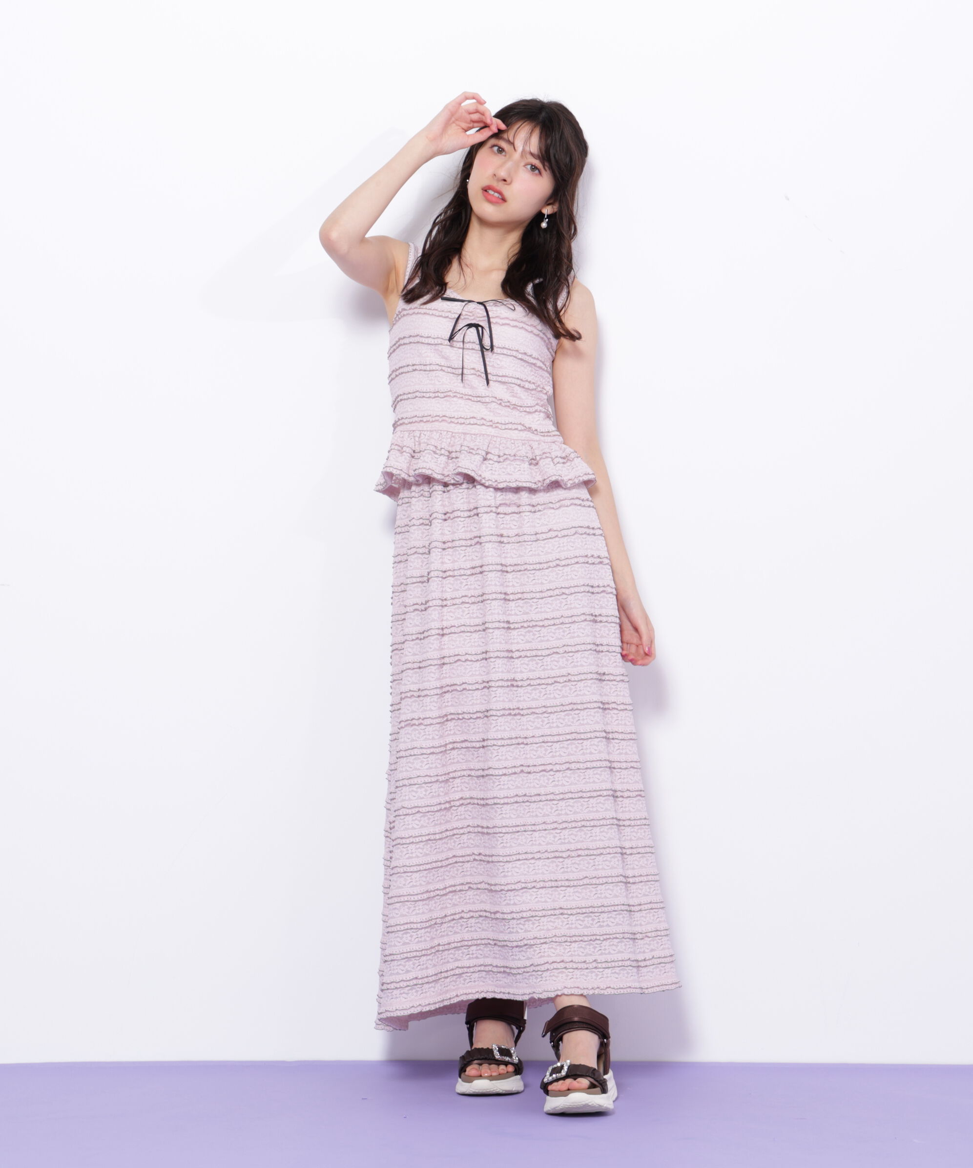  「バイカラーストレッチレースセットアップ」|ワンピース|