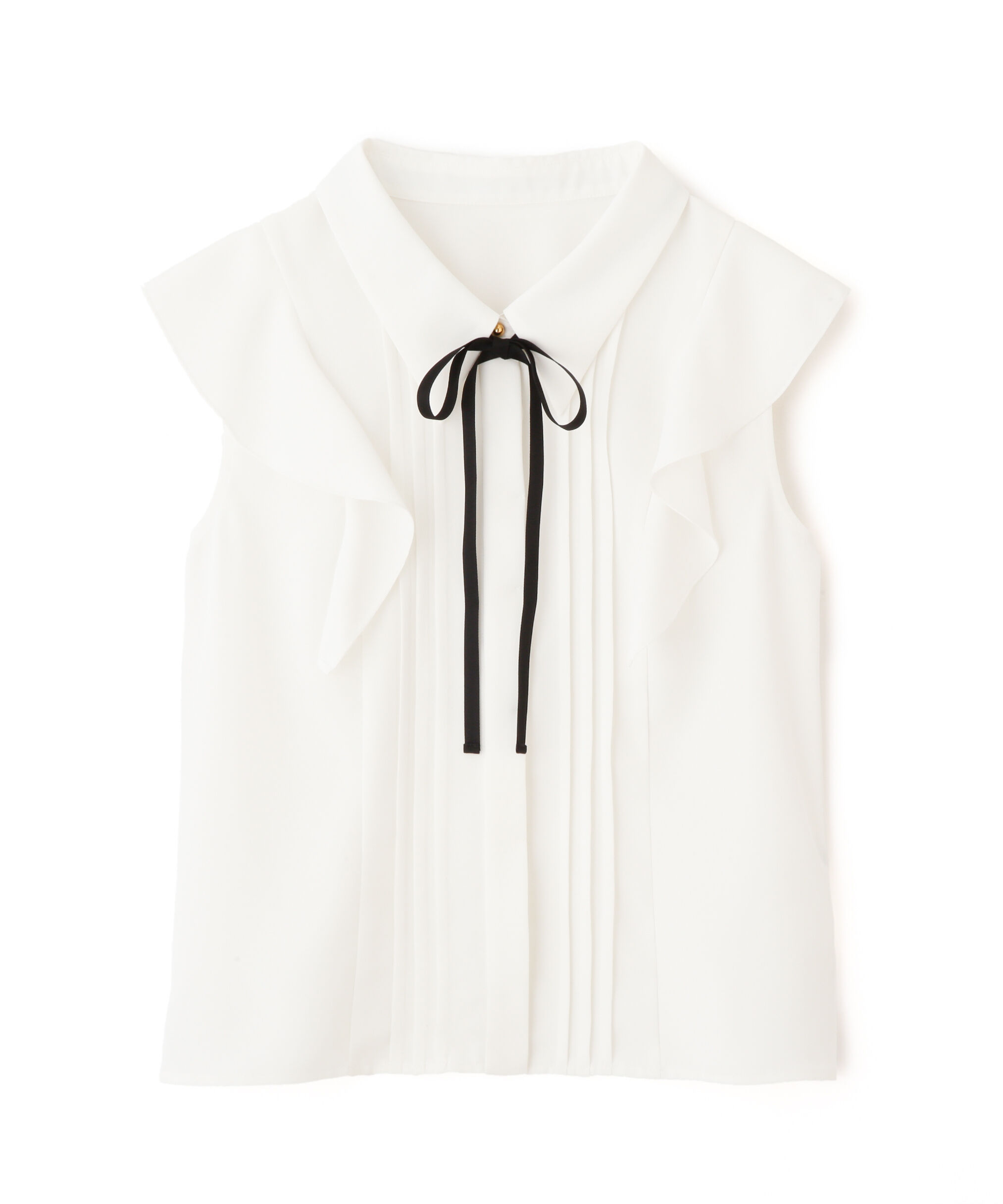  「リボン付きピンタックノースリーブブラウス」|シャツ・ブラウス|