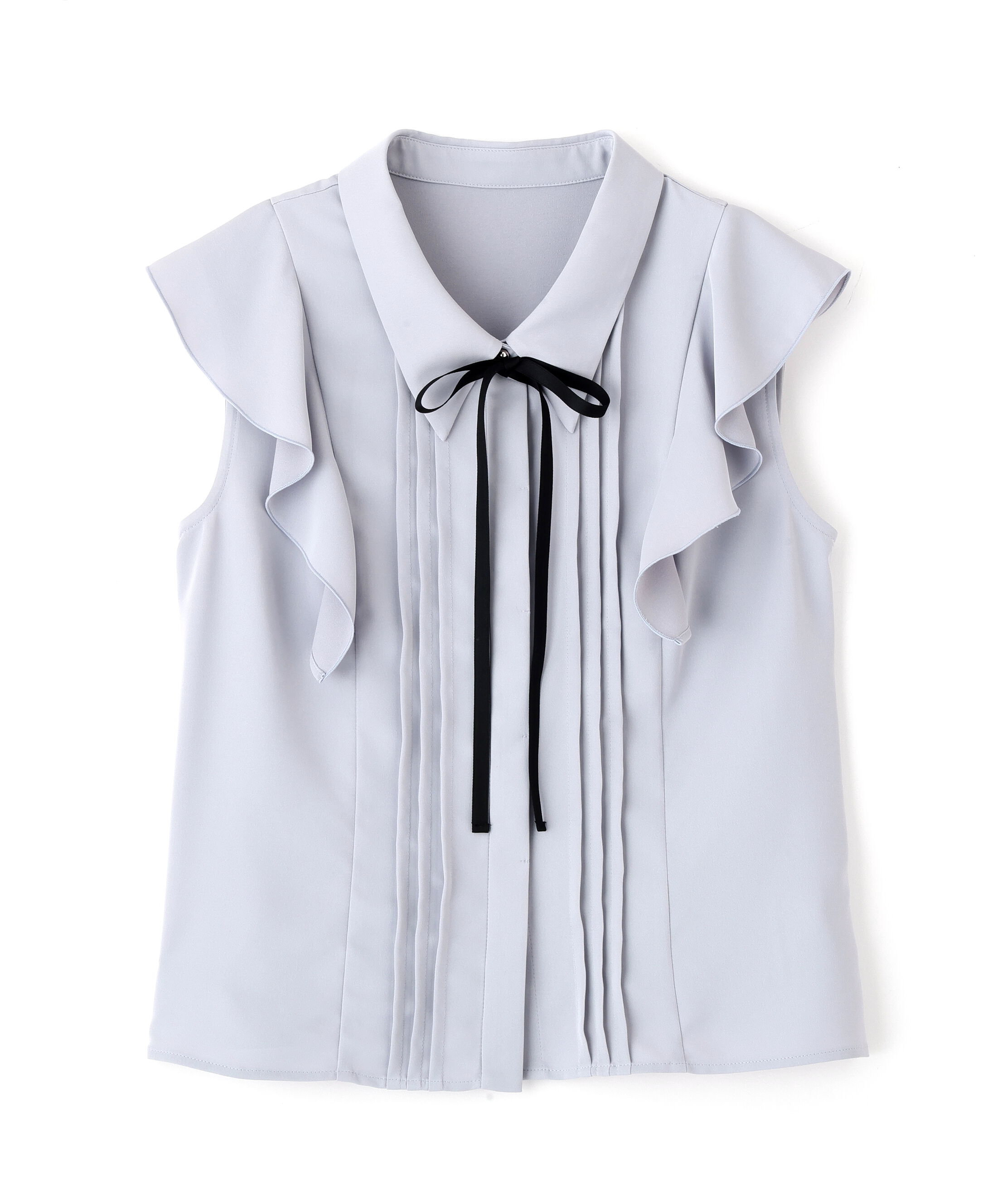  「リボン付きピンタックノースリーブブラウス」|シャツ・ブラウス|