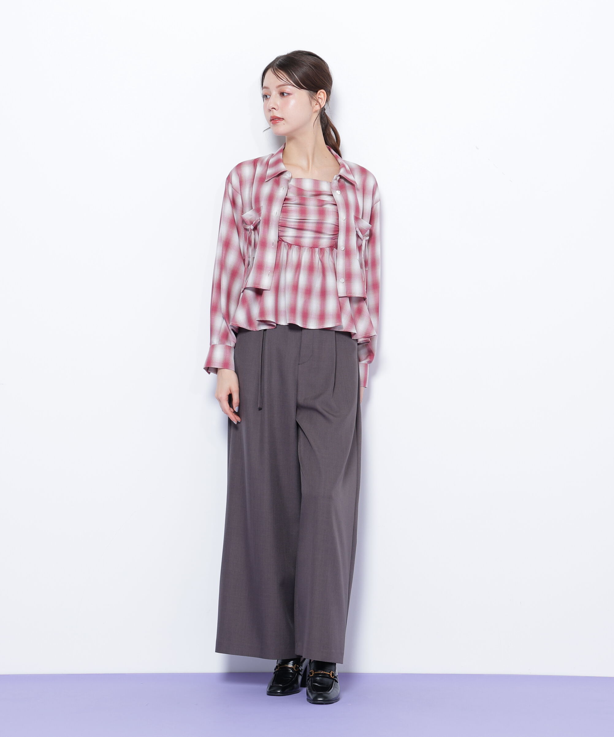  「オンブレーチェック短丈シャツ」|シャツ・ブラウス|