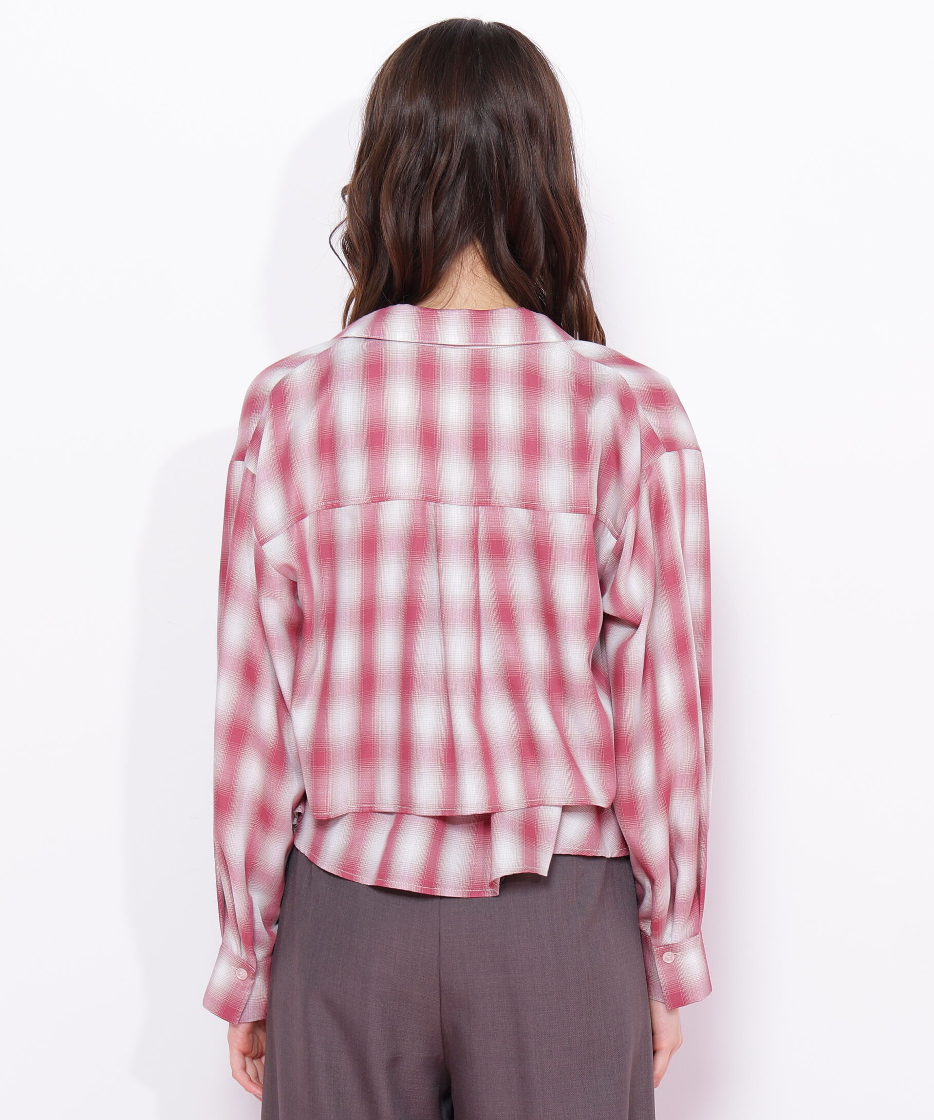  「オンブレーチェック短丈シャツ」|シャツ・ブラウス|