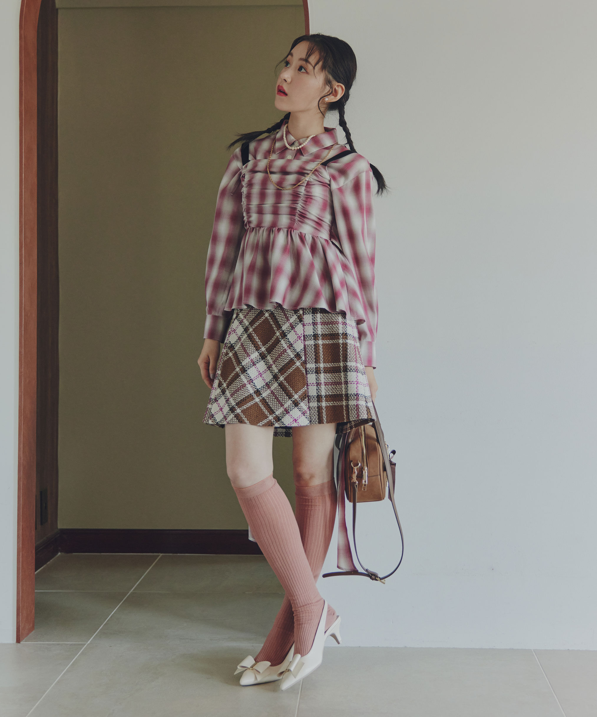  「オンブレーチェック短丈シャツ」|シャツ・ブラウス|