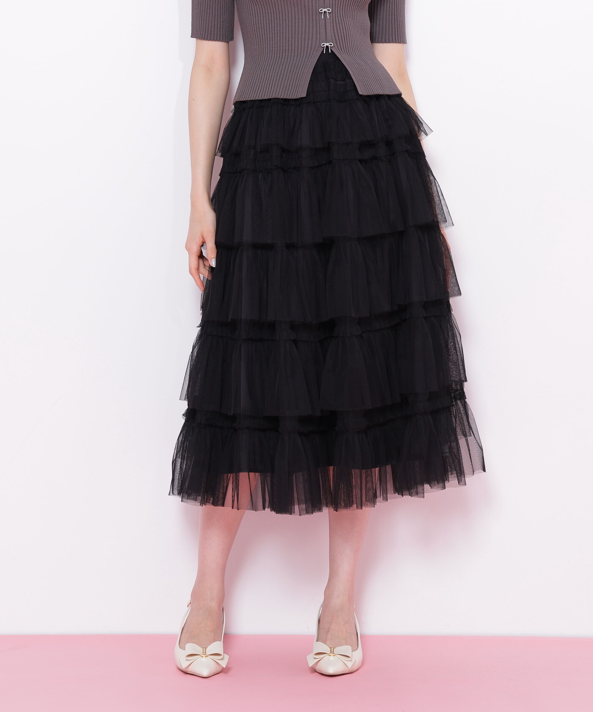  「フリルテープティアードスカート」|スカート|