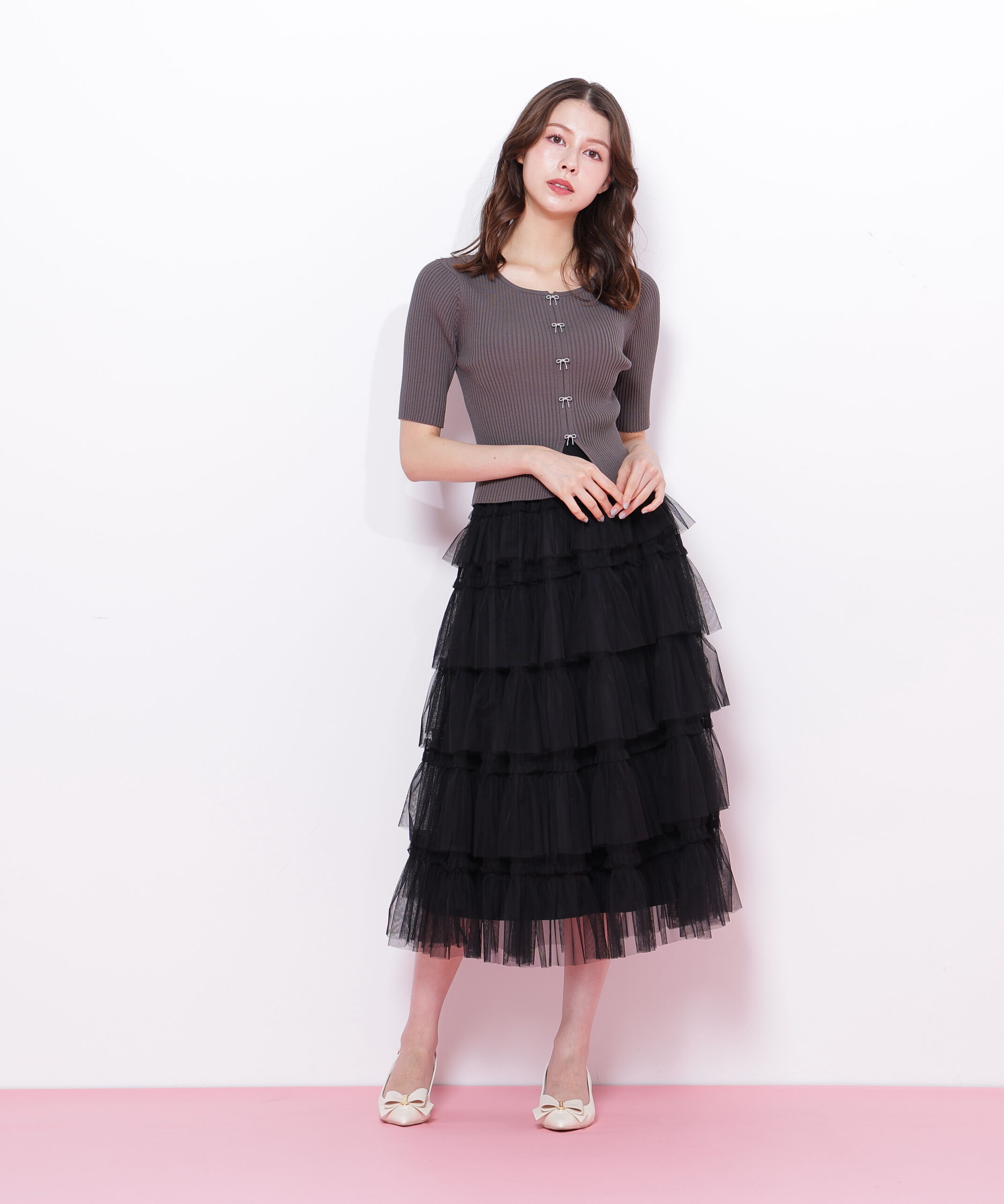  「フリルテープティアードスカート」|スカート|