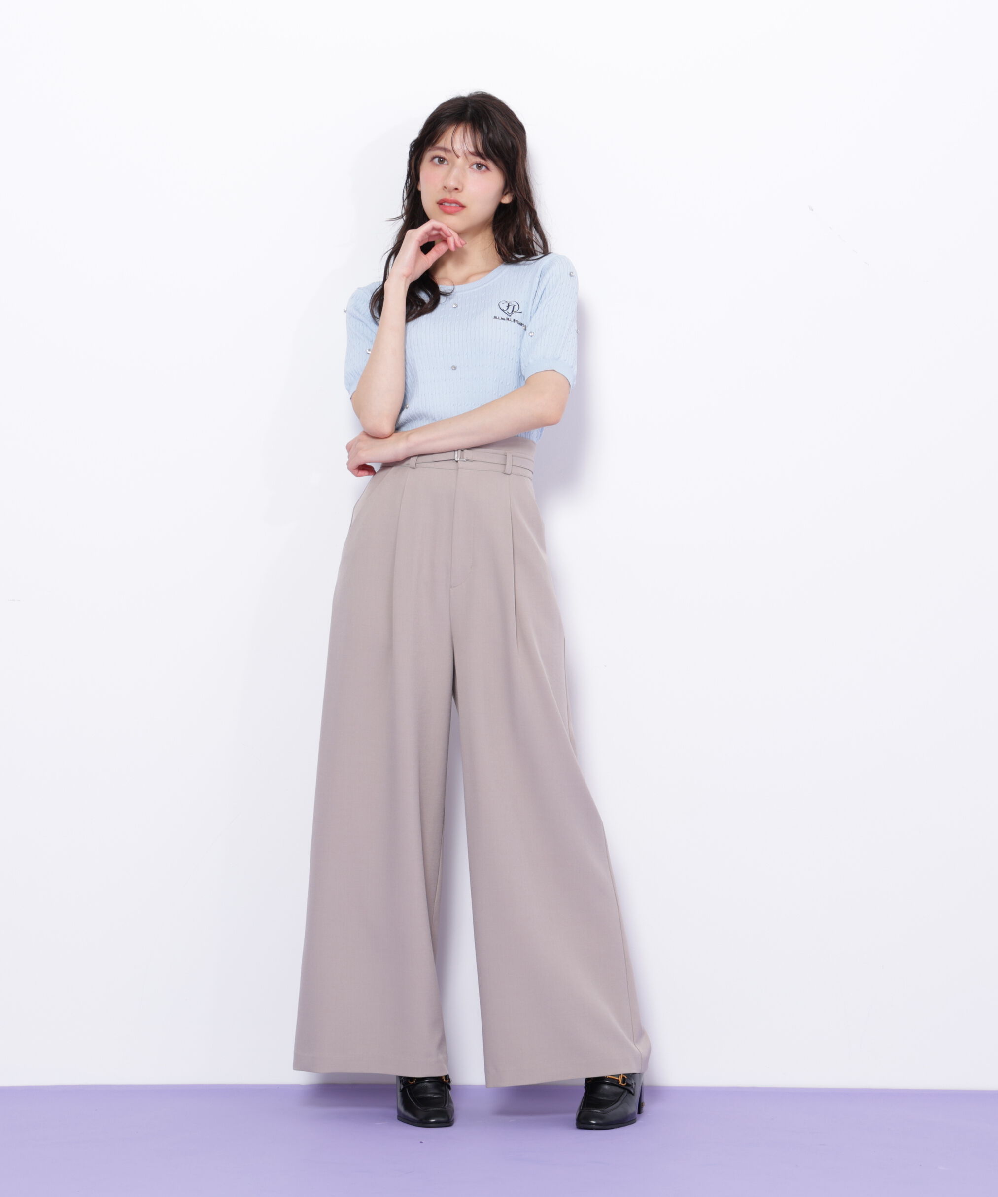  「細ベルト付きワイドパンツ」|その他|