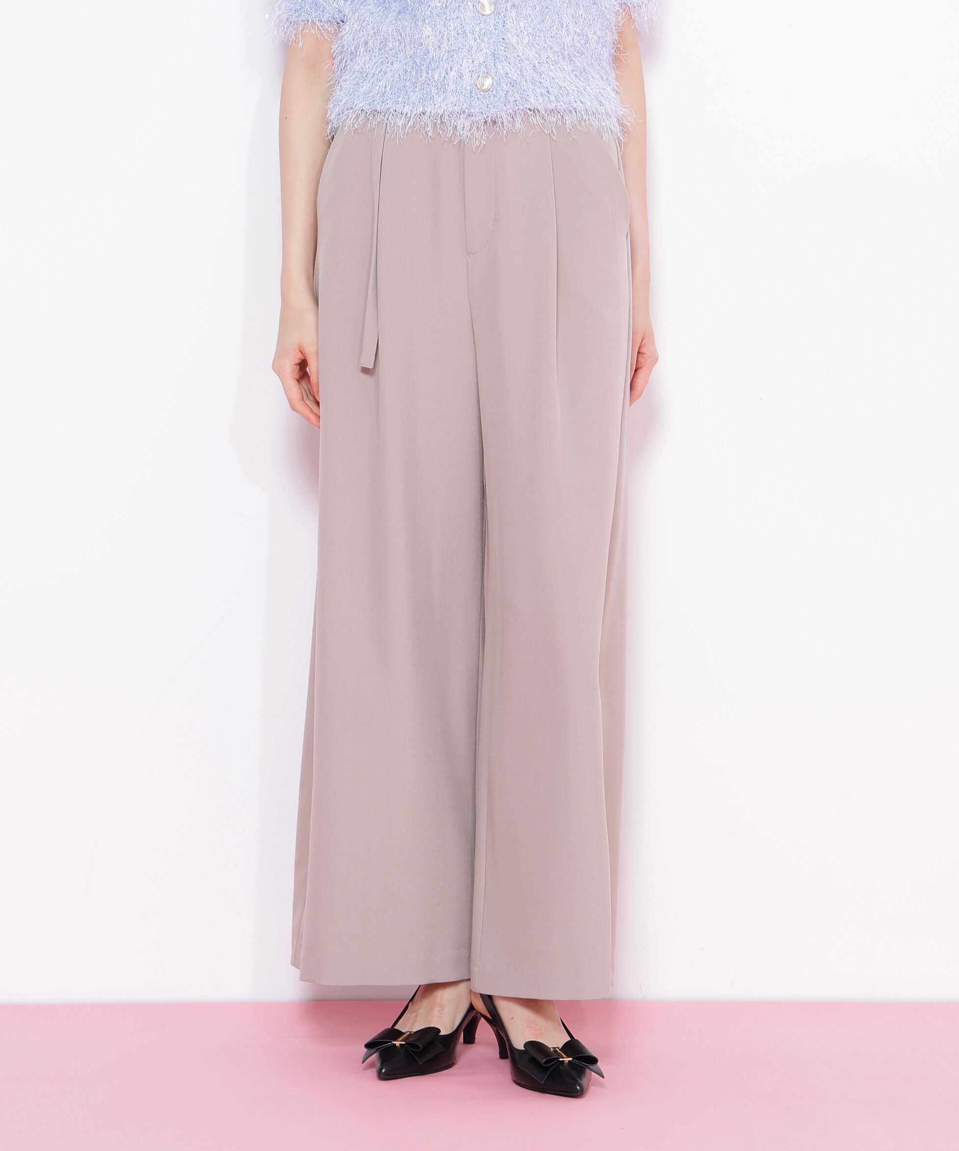  「細ベルト付きワイドパンツ」|その他|