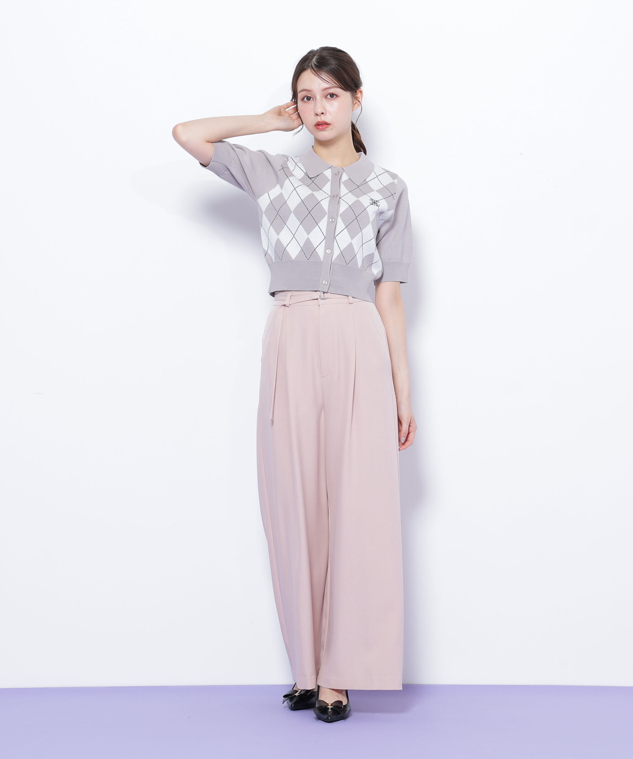  「細ベルト付きワイドパンツ」|その他|