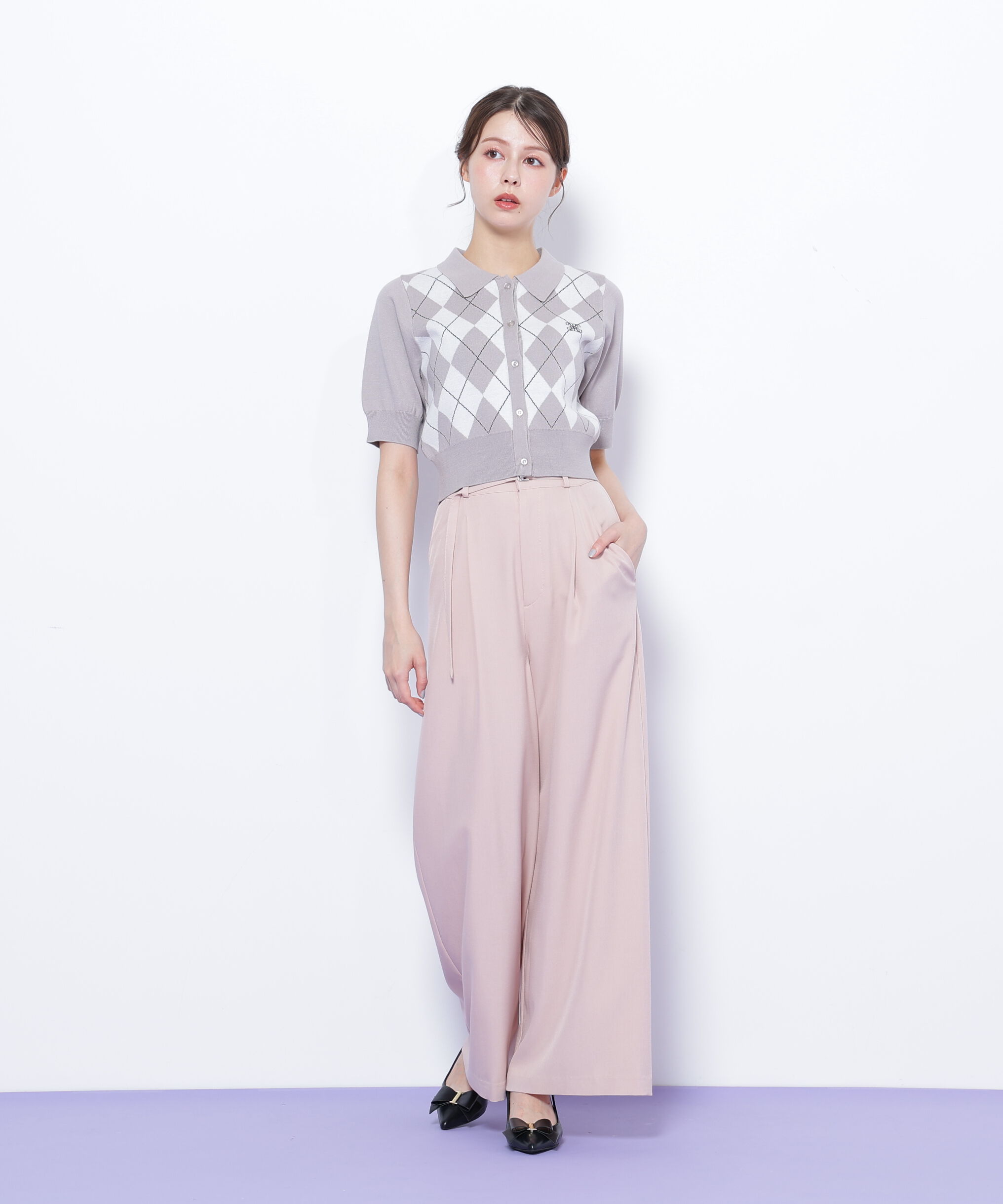  「細ベルト付きワイドパンツ」|その他|