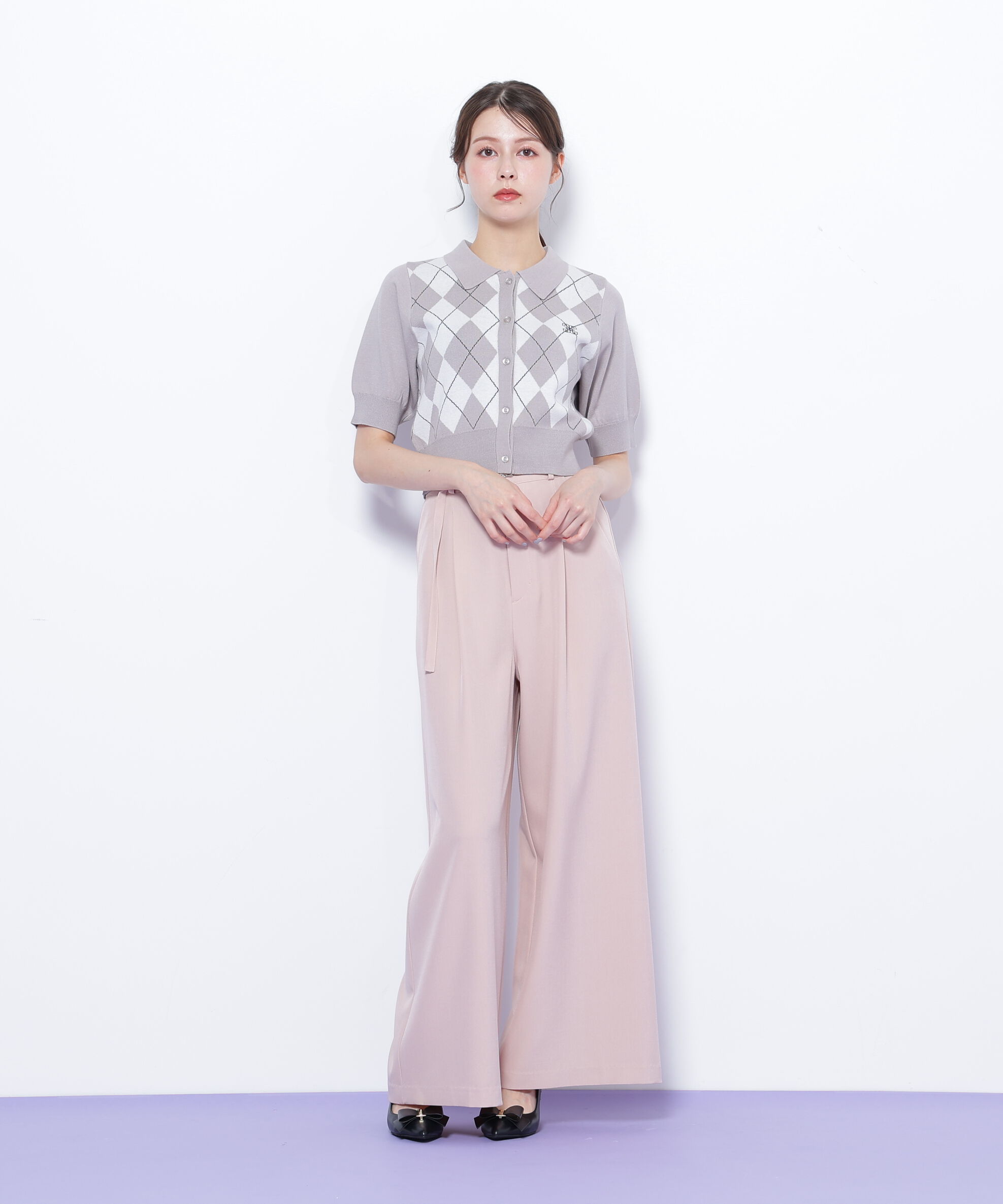  「細ベルト付きワイドパンツ」|その他|