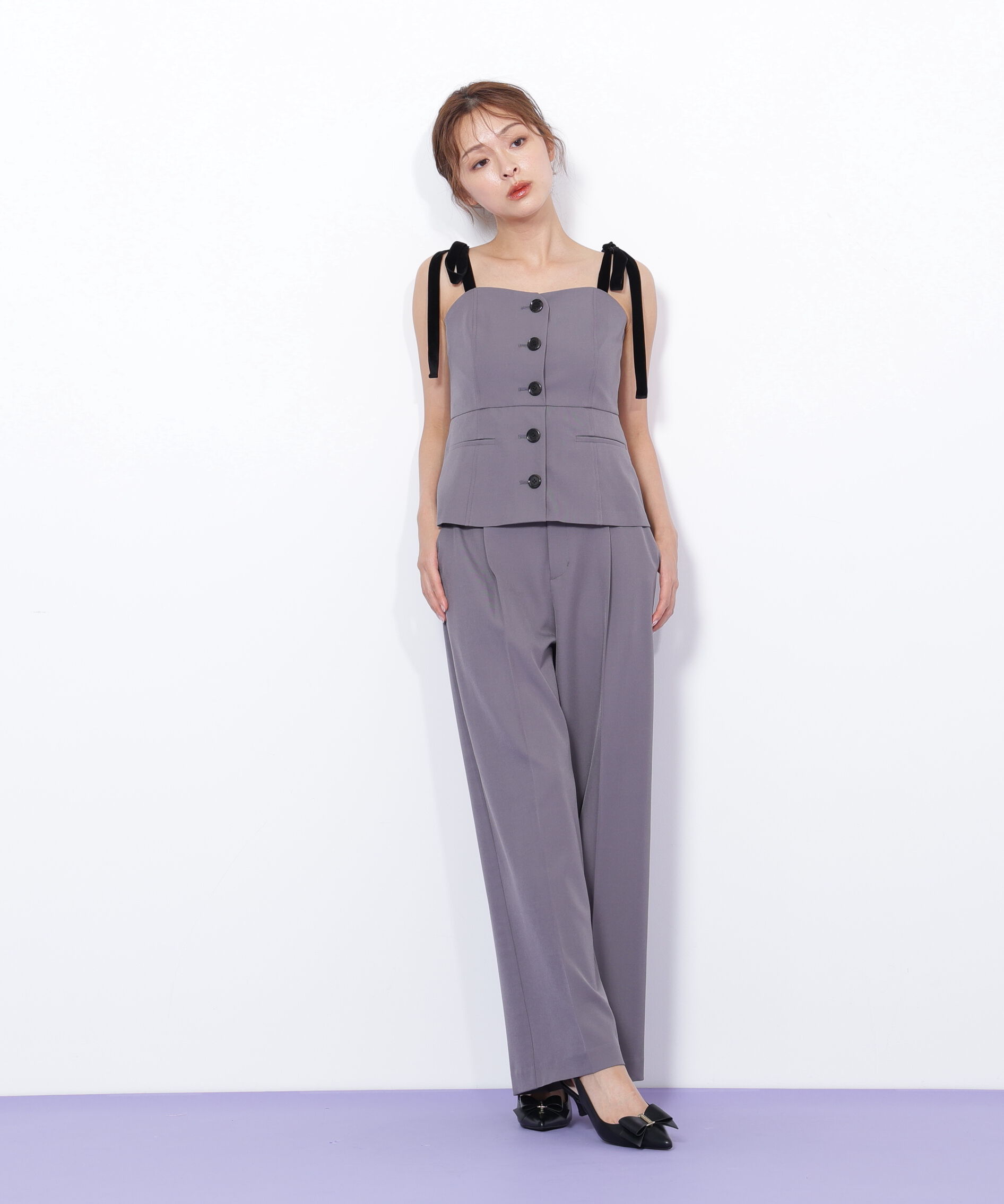  「＜セットアップ対応＞ベーシックツイルベロアリボンビスチェ」|シャツ・ブラウス|